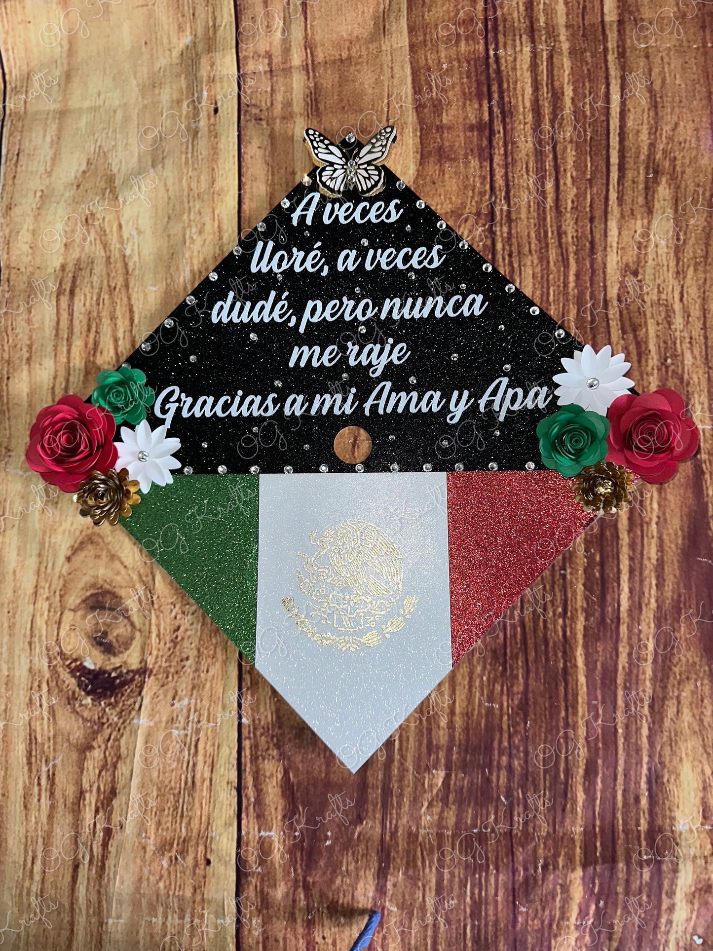 Custom Graduation Cap Topper Mexican Flag Class of 2026 Mexican Flag Graduation Cap Topper Mexican Roots Cap Topper Cute Mexico Flag Grad