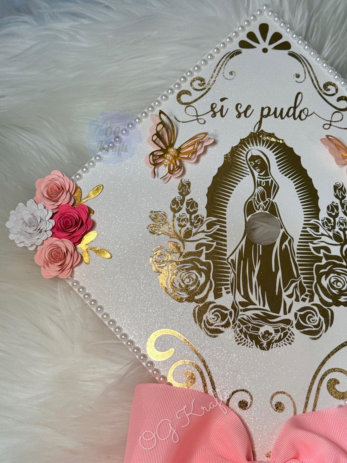 Virgen Talavera Graduation Cap Topper Mexican Grad Cap Class of 2026 Cute Talavera Grad Cap Topper Virgencita Grad Cap with Bow Virgin Mary