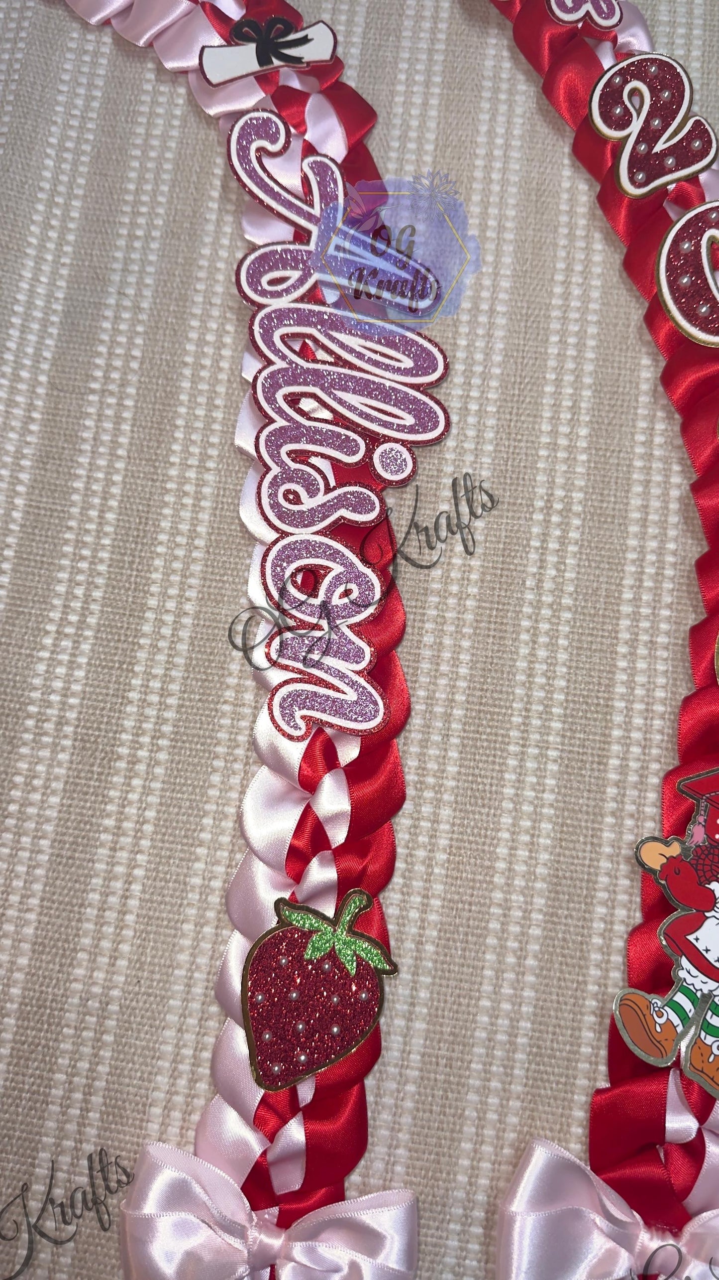 Strawberry Graduation Lei Promotion Gift Lei Senior Night Gift Lei Braided Ribbon Lei Graduation Ribbon Lei Graduate Lei 2026 Senior Fresita
