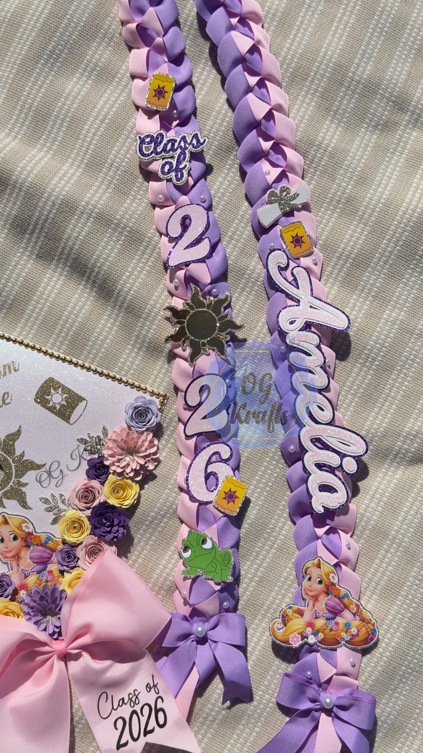 Purple Princess Bundle Graduation cap and lei Personalized Grad Cap Graduation Lei Class of 2026 Graduation Topper Kinder Senior Gift Viral