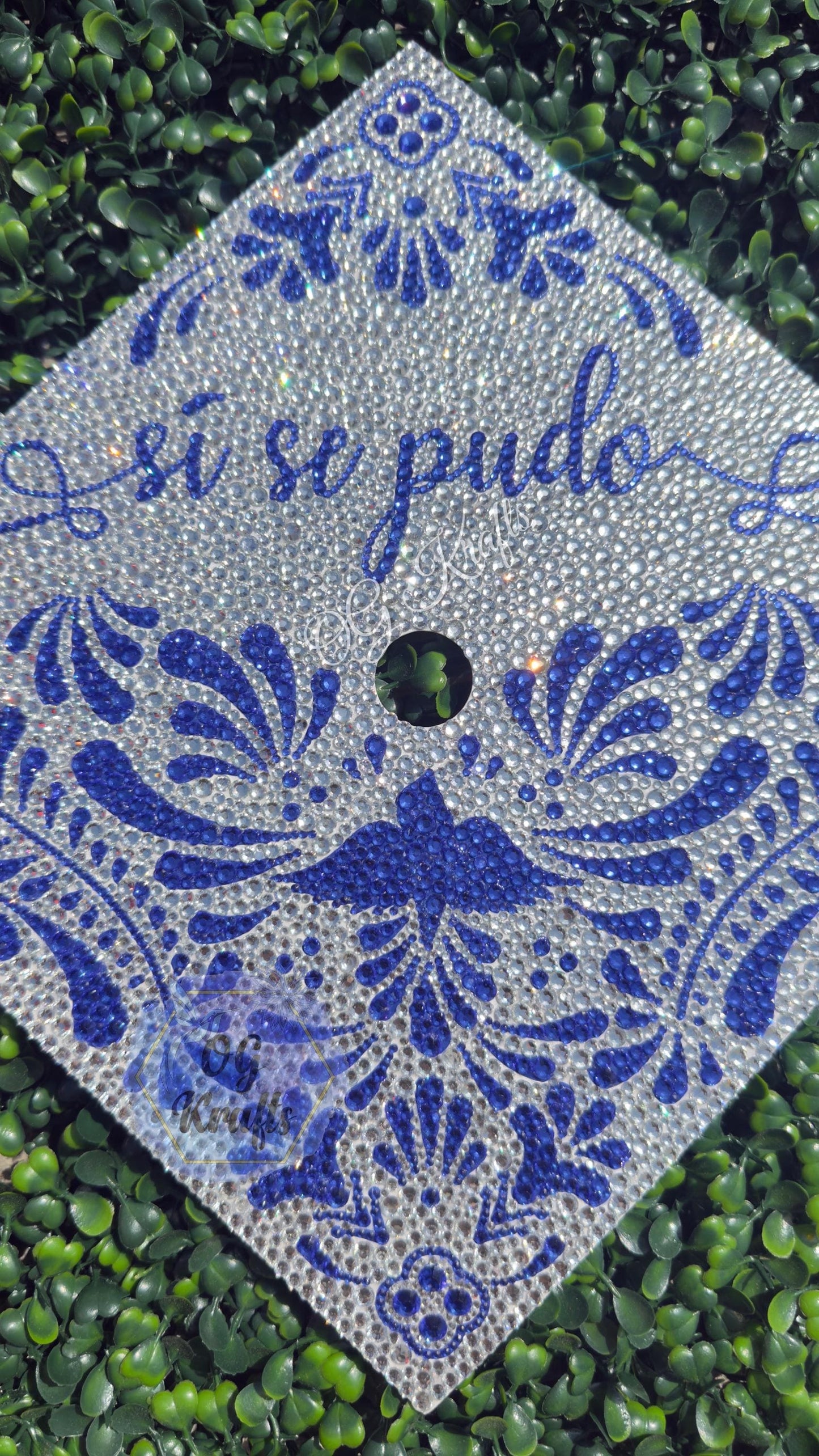 READY TO SHIP Bling Talavera Graduation Cap Topper Mexican Talavera Grad Cap Mexican Grad Cap Topper Class of 2026 Rhinestoned Grad Topper