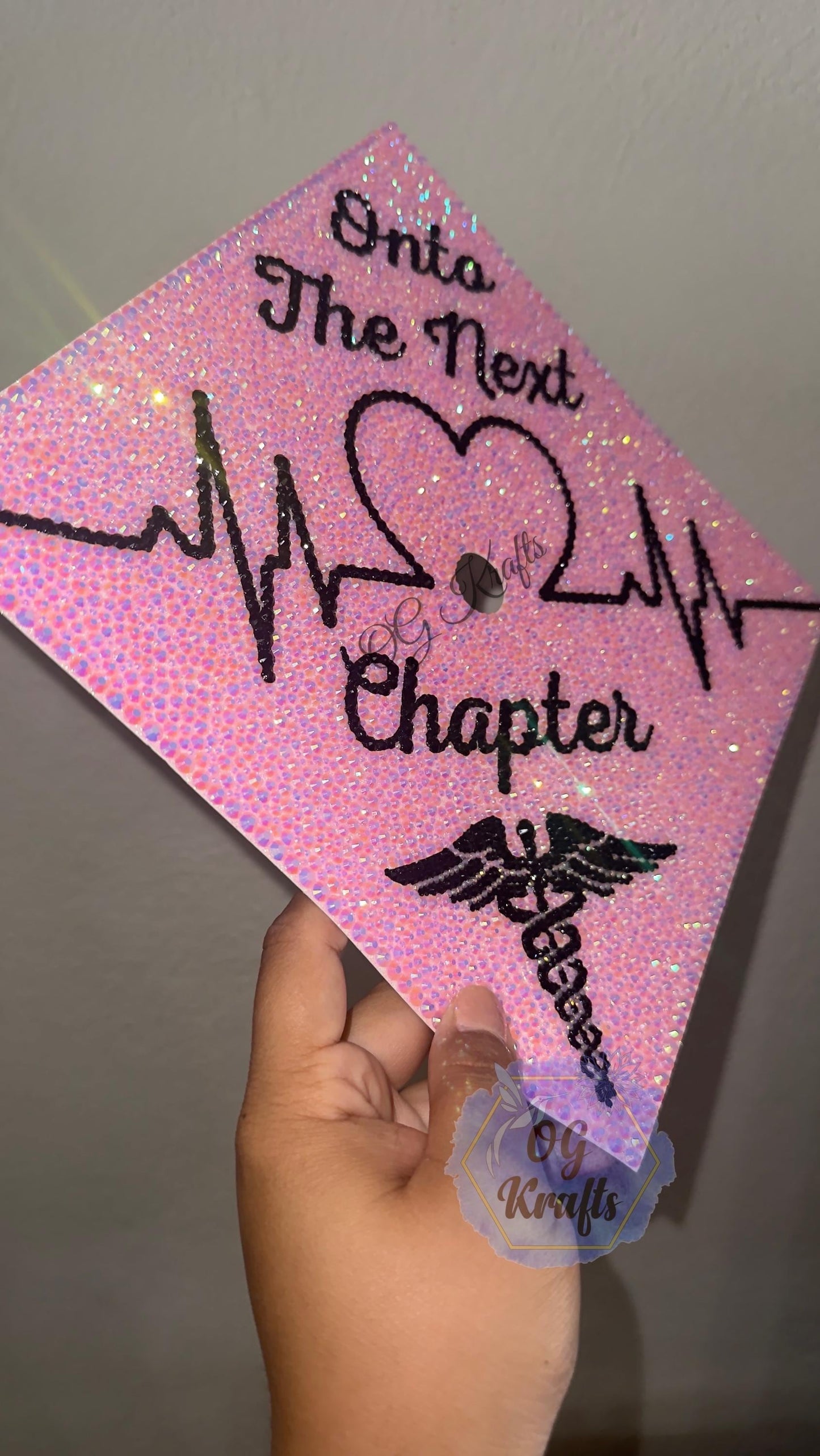 READY TO SHIP Bling Medical Nurse Graduation Cap Topper nurse Grad Cap Pink Medical Grad Cap Topper Class of 2026 Rhinestoned Grad Topper