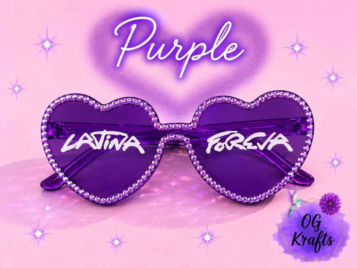 Bichota inspired Latina Foreva Heart Shaped Glasses Concert accessories Blinged Heart Sung