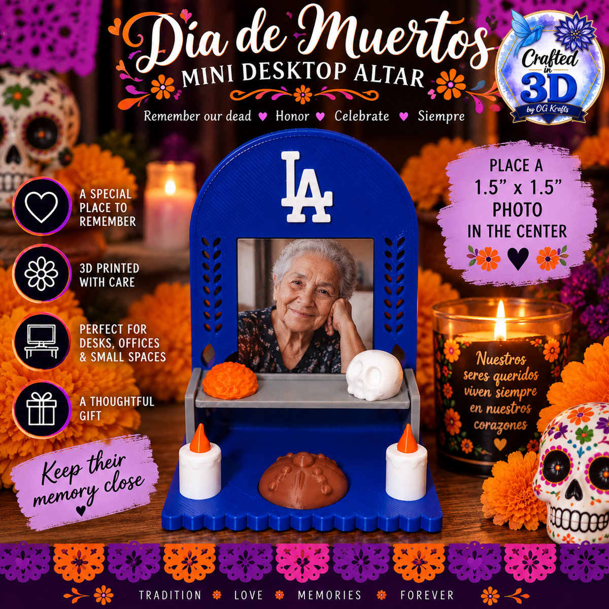 Día de Muertos Mini Desktop Altar – 3D Printed Memorial Ofrenda