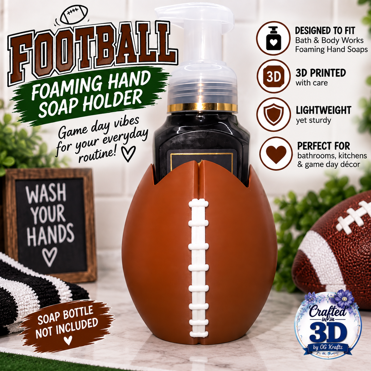 🏈 FOOTBALL FOAMING HAND SOAP HOLDER