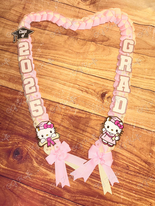 Custom Graduation Lei  Kitty Ribbon Lei  Class of 2026 Keepsake  Class of 2026 Graduation Ribbon Necklace Cute Graduation Lei Personalized