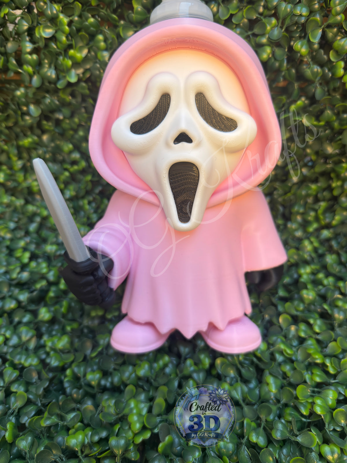 Pink Ghost Face Inspired Foaming Soap Holder | 3D Printed Horror Bathroom Decor