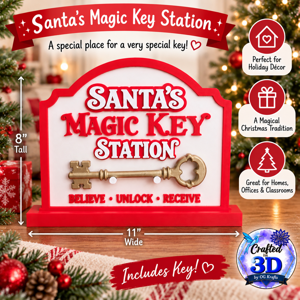 Santa’s Magic Key Station – 3D Printed Christmas Decor