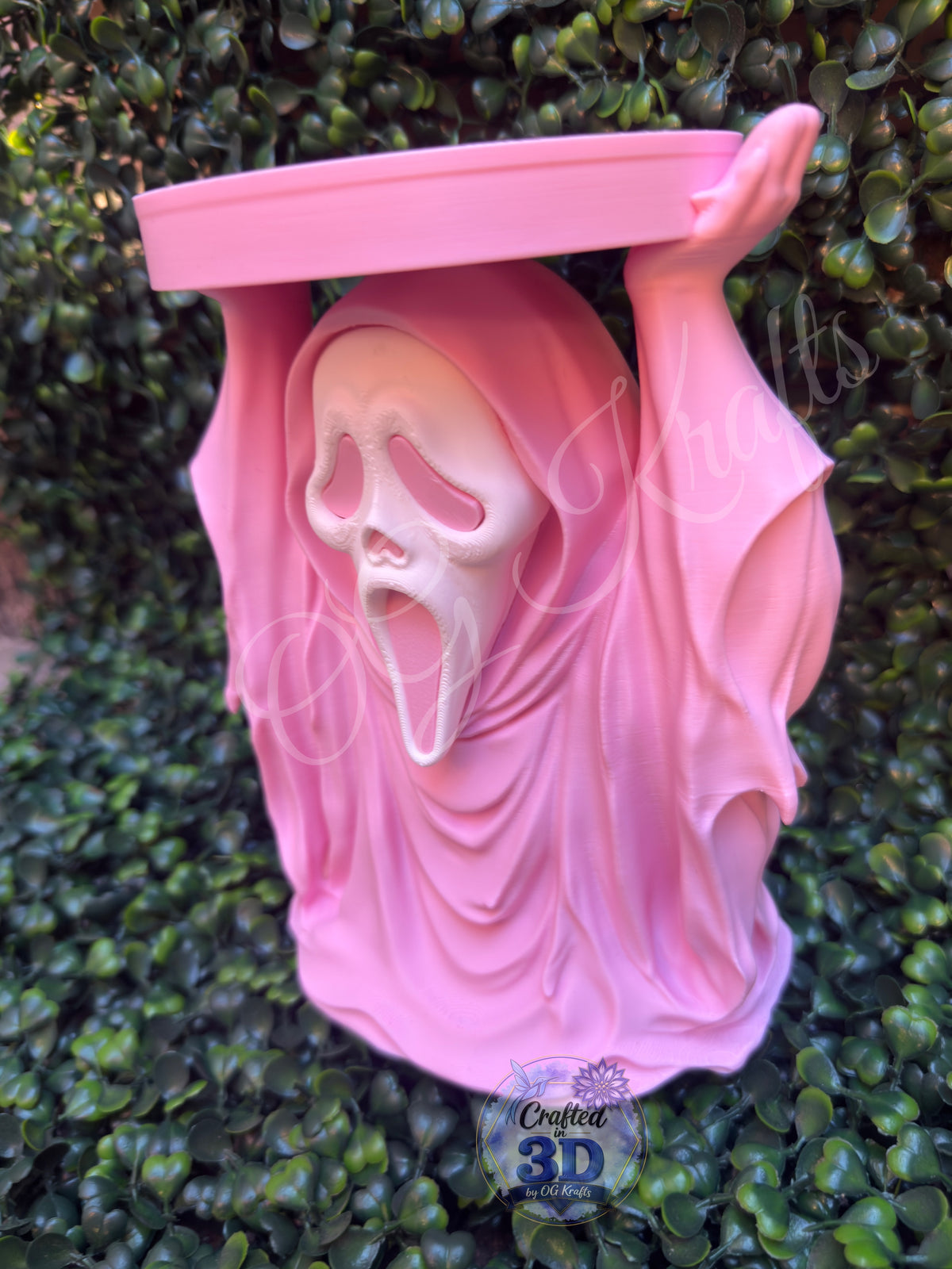 Pink Ghost Face Inspired 3-Wick Candle Display Holder | Fits Bath & Body Works Candles