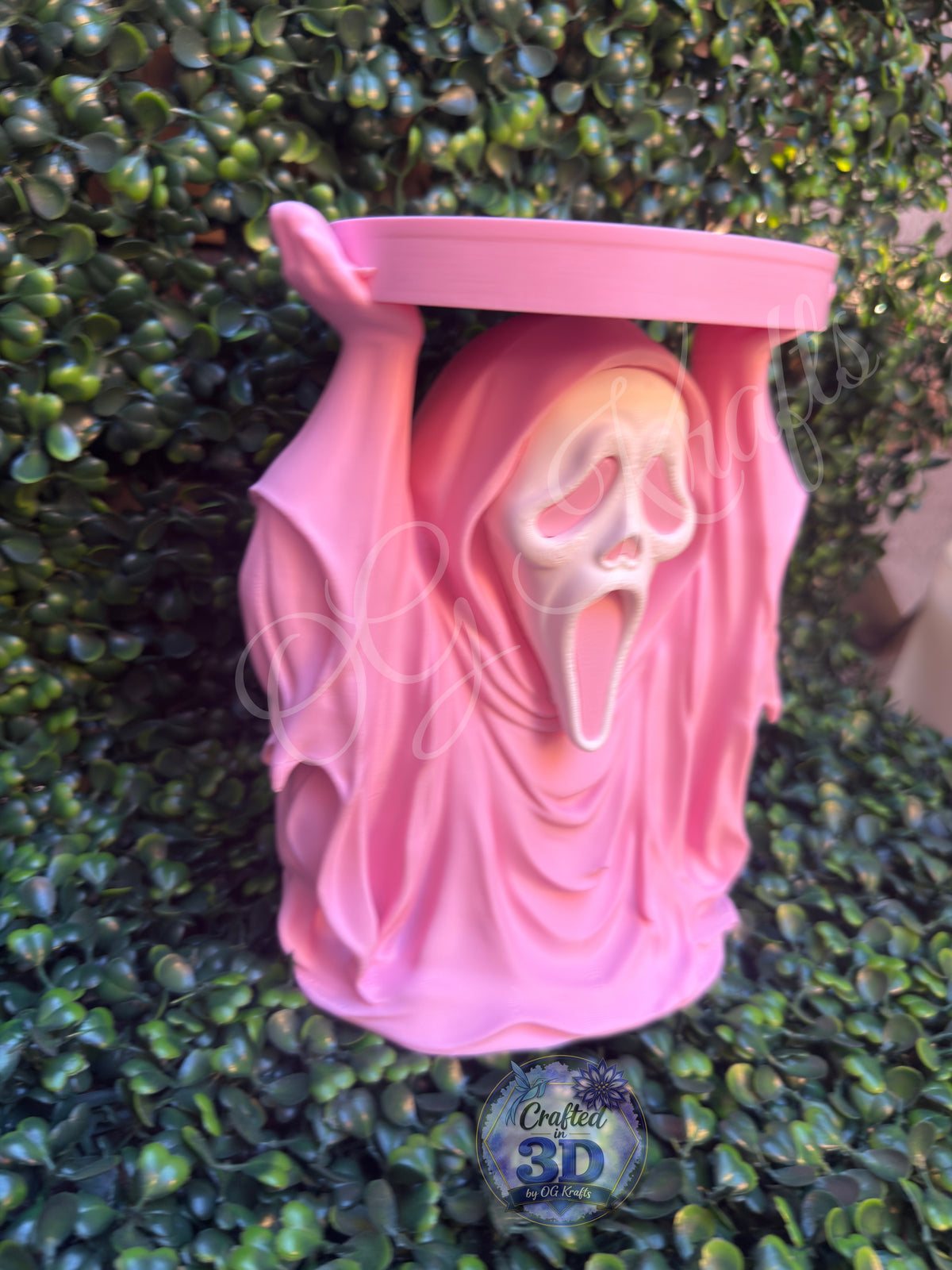 Pink Ghost Face Inspired 3-Wick Candle Display Holder | Fits Bath & Body Works Candles