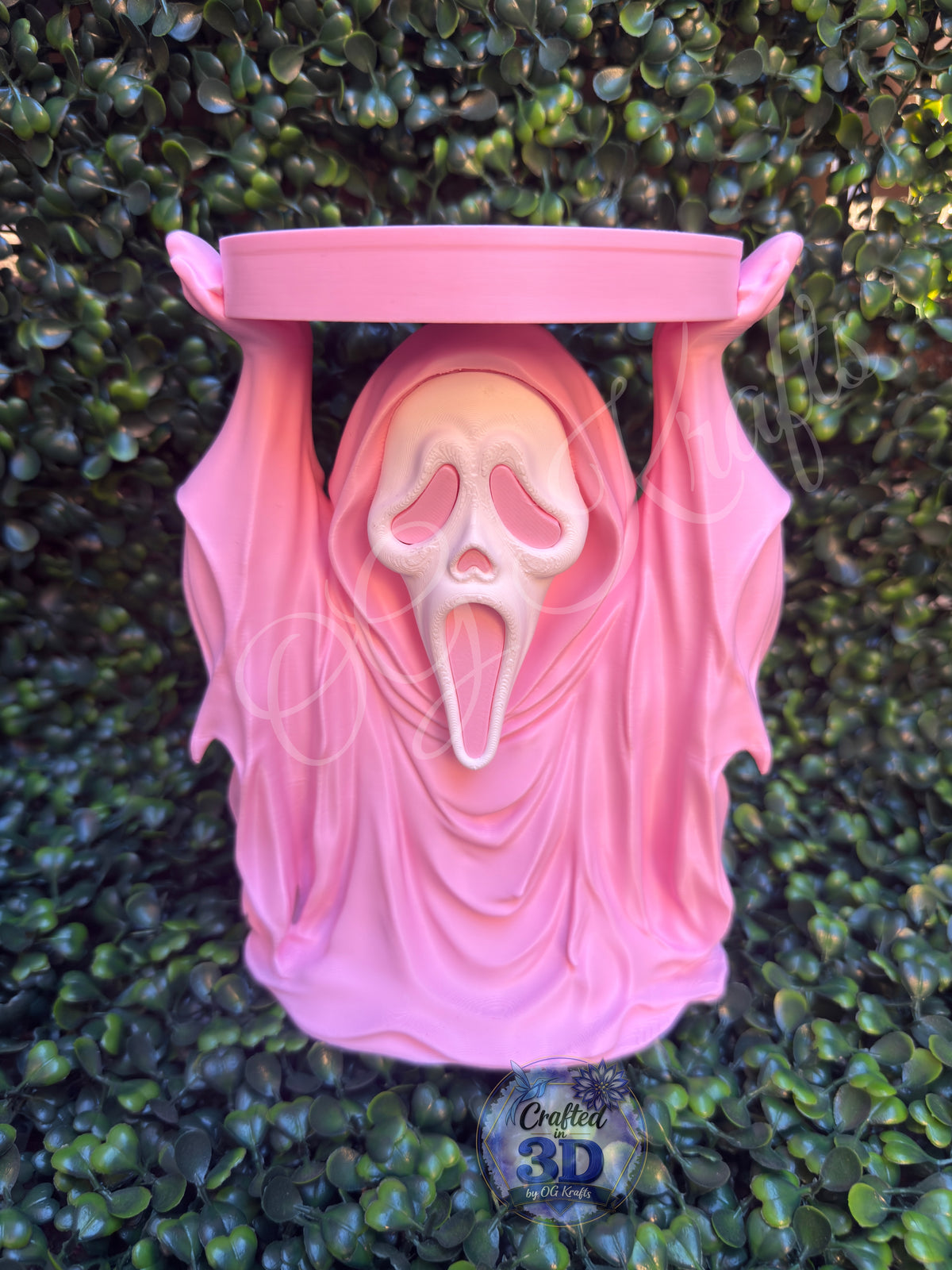 Pink Ghost Face Inspired 3-Wick Candle Display Holder | Fits Bath & Body Works Candles