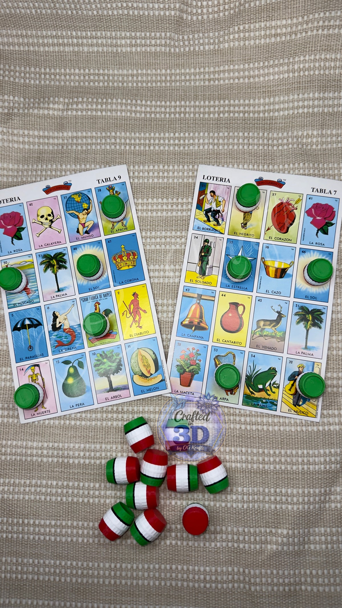 3D Printed Lotería Chips | Mexican Bingo Game Markers | Fichas para Lotería