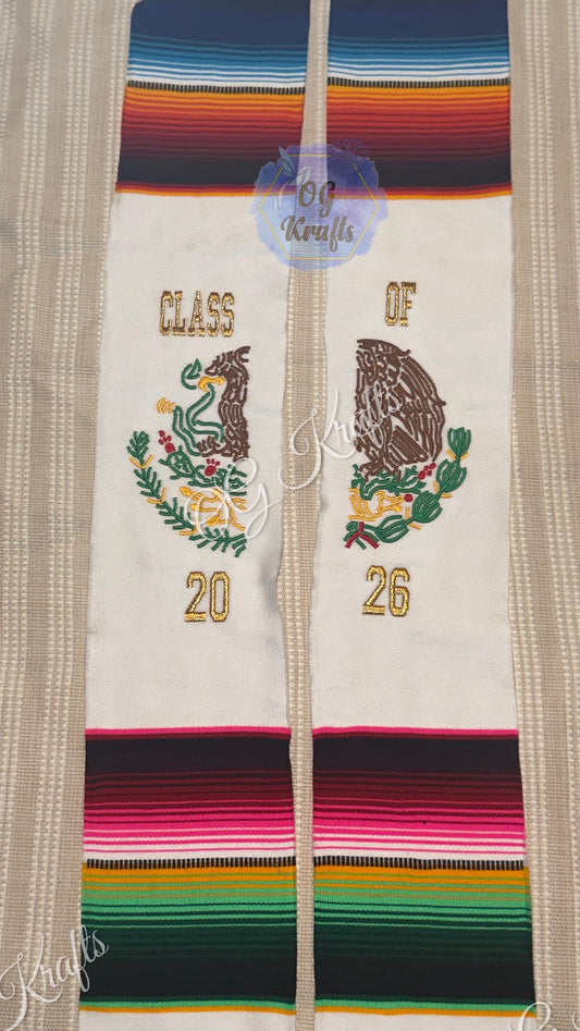 Mexican Eagle Class of 2026 Mexican Sarape Graduation Stole Sarape Graduation Sash Class of 2026 Graduation Gift Grad 2026 Aguila Mexicana