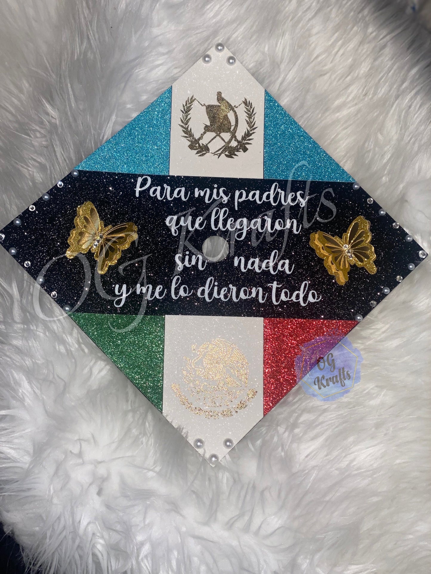 Mexican & Guatemalan Graduation Cap Topper  Dual Flag Topper  Custom Grad Topper  Class of 2026 Dual nationality Graduation Cute Grad Topper