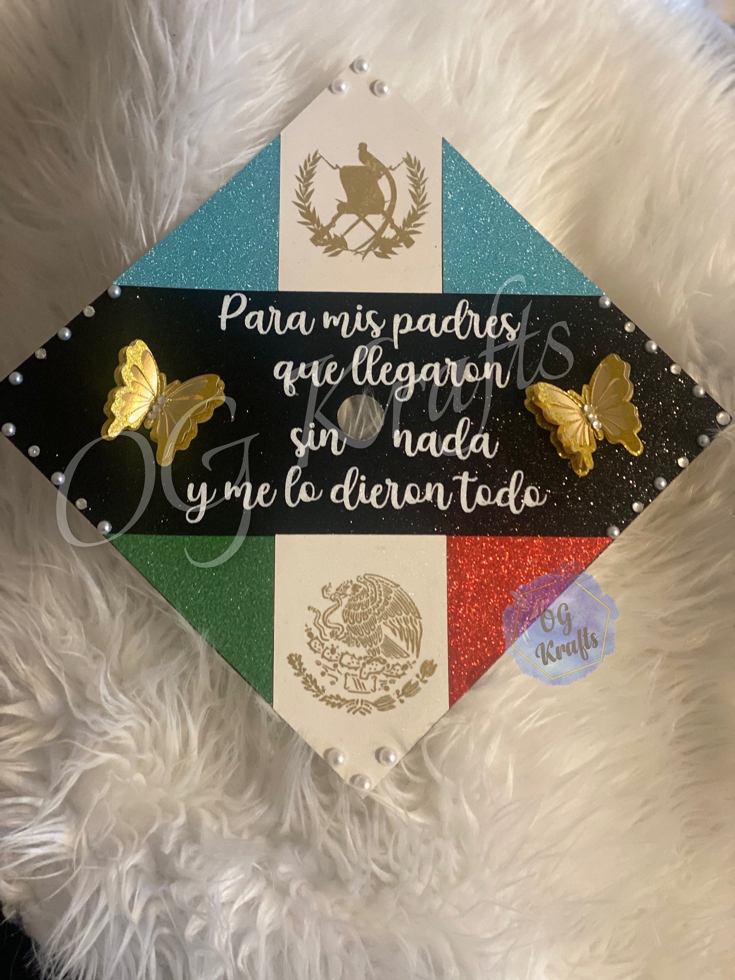 Mexican & Guatemalan Graduation Cap Topper  Dual Flag Topper  Custom Grad Topper  Class of 2026 Dual nationality Graduation Cute Grad Topper