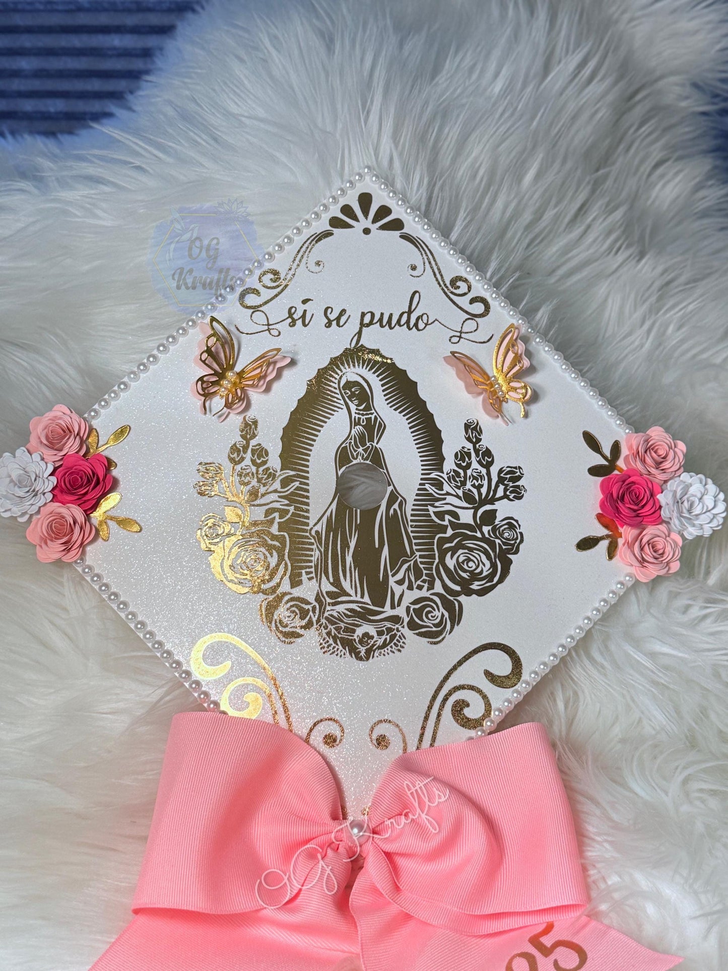 Virgen Talavera Graduation Cap Topper Mexican Grad Cap Class of 2026 Cute Talavera Grad Cap Topper Virgencita Grad Cap with Bow Virgin Mary