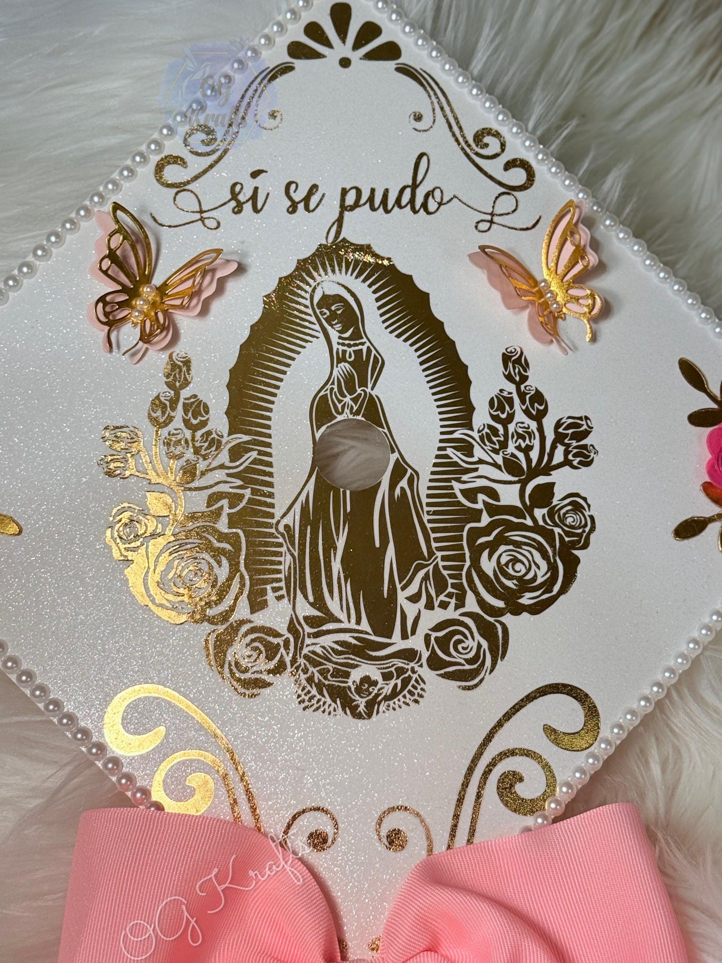 Virgen Talavera Graduation Cap Topper Mexican Grad Cap Class of 2026 Cute Talavera Grad Cap Topper Virgencita Grad Cap with Bow Virgin Mary
