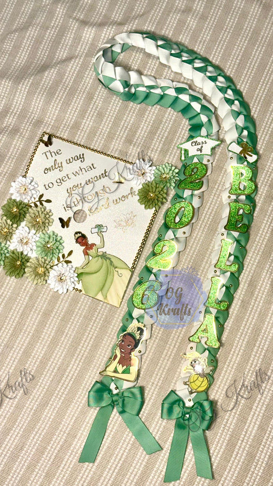 Custom Princess Graduation Topper/Lei Bundle Personalized Grad Cap Graduation Lei Class of 2026  Frog Princess Topper/Lei Viral Senior Gift