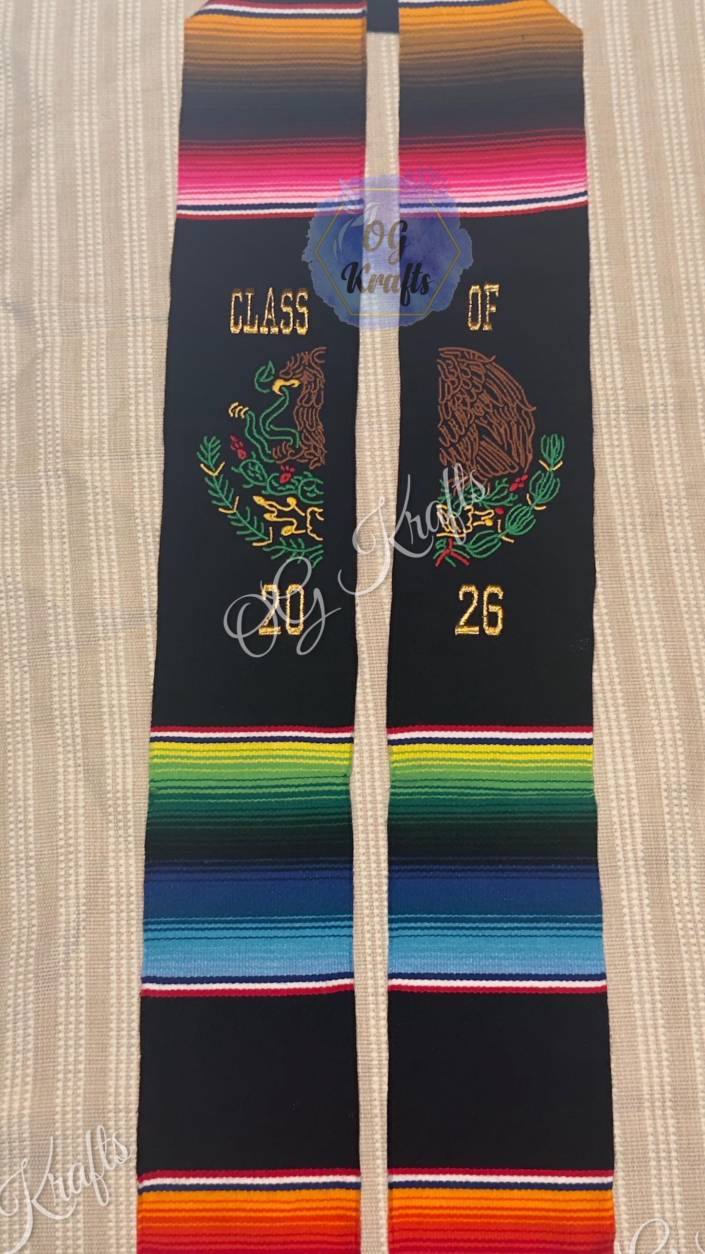 Mexican Eagle Class of 2026 Mexican Sarape Graduation Stole Sarape Graduation Sash Graduation Gift Grad 2026 Aguila Mexicana Black