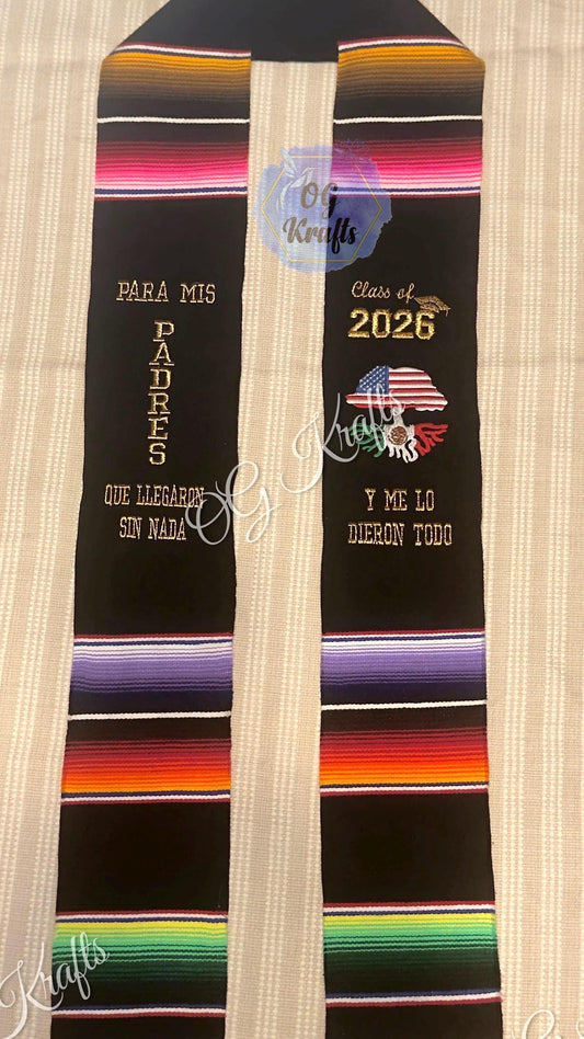 American with mexican roots Tree Class of 2026 Mexican Sarape Graduation Stole Sarape Graduation Sash Grad 2026 Para mis Padres