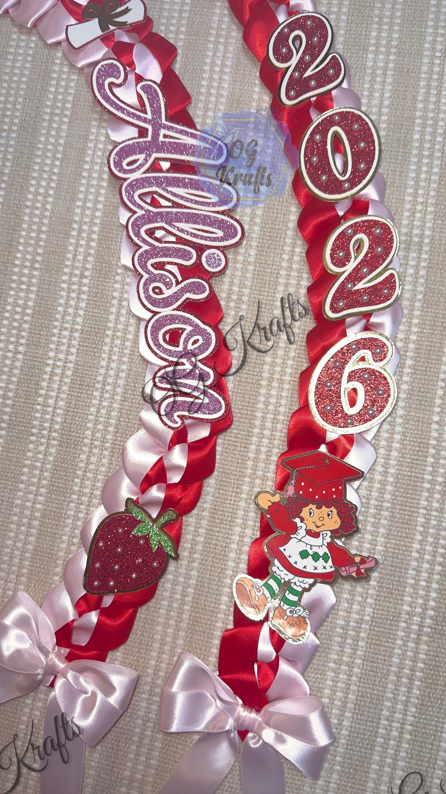 Strawberry Graduation Lei Promotion Gift Lei Senior Night Gift Lei Braided Ribbon Lei Graduation Ribbon Lei Graduate Lei 2026 Senior Fresita