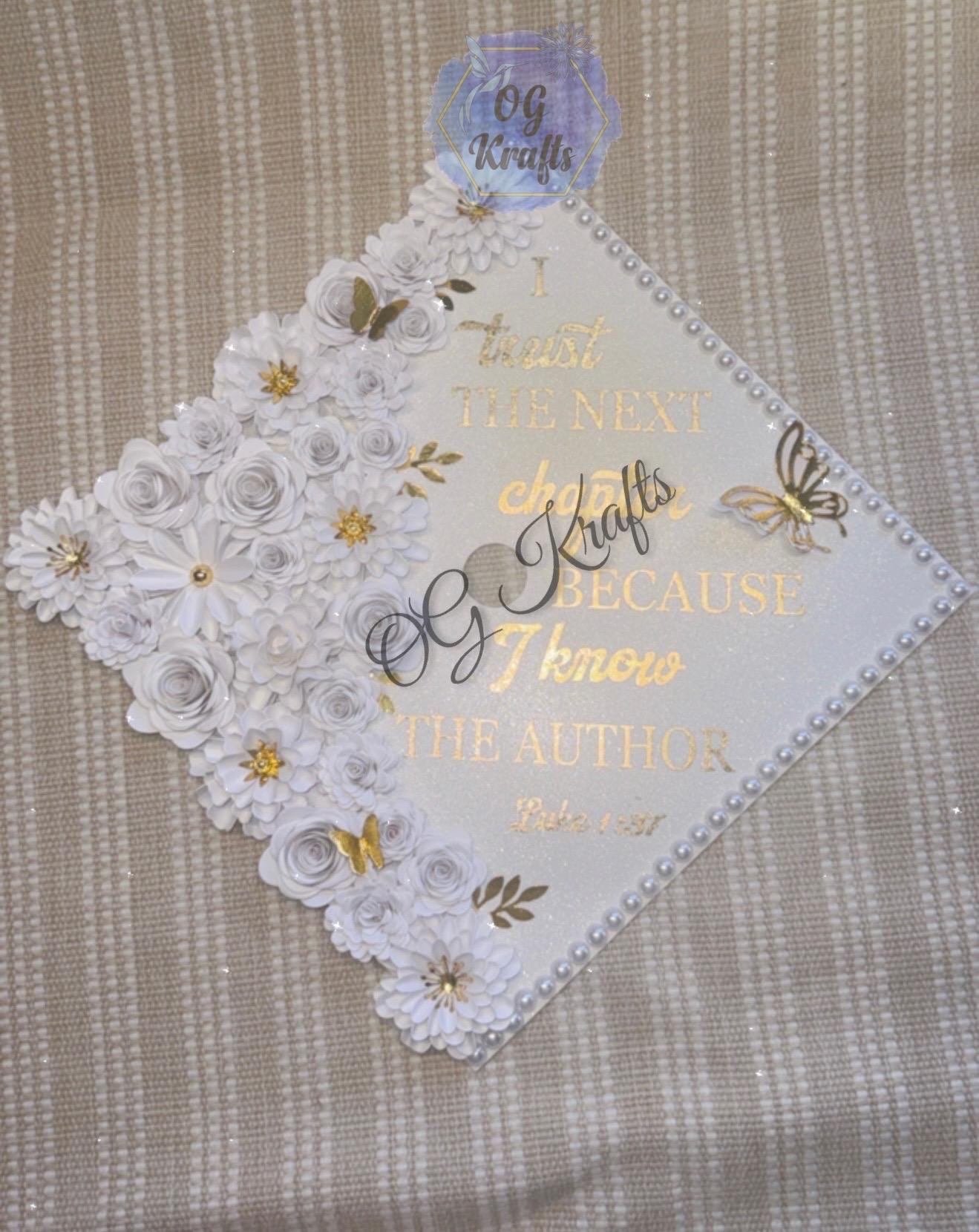 READY TO SHIP Next Chapter Graduation Cap Topper Grad Cap Topper Beautiful Grad Cap Class of 2026 Elegant Classy Grad Cap Cute Cap Girly Cap