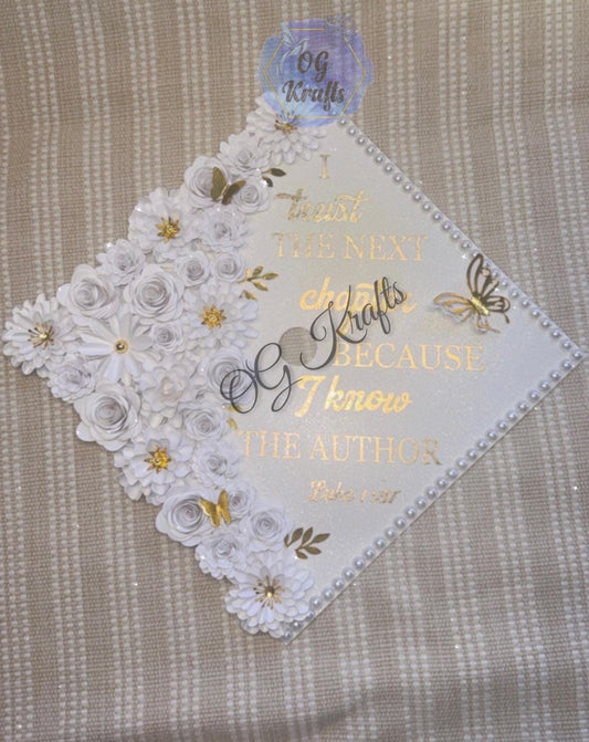 READY TO SHIP Next Chapter Graduation Cap Topper Grad Cap Topper Beautiful Grad Cap Class of 2026 Elegant Classy Grad Cap Cute Cap Girly Cap