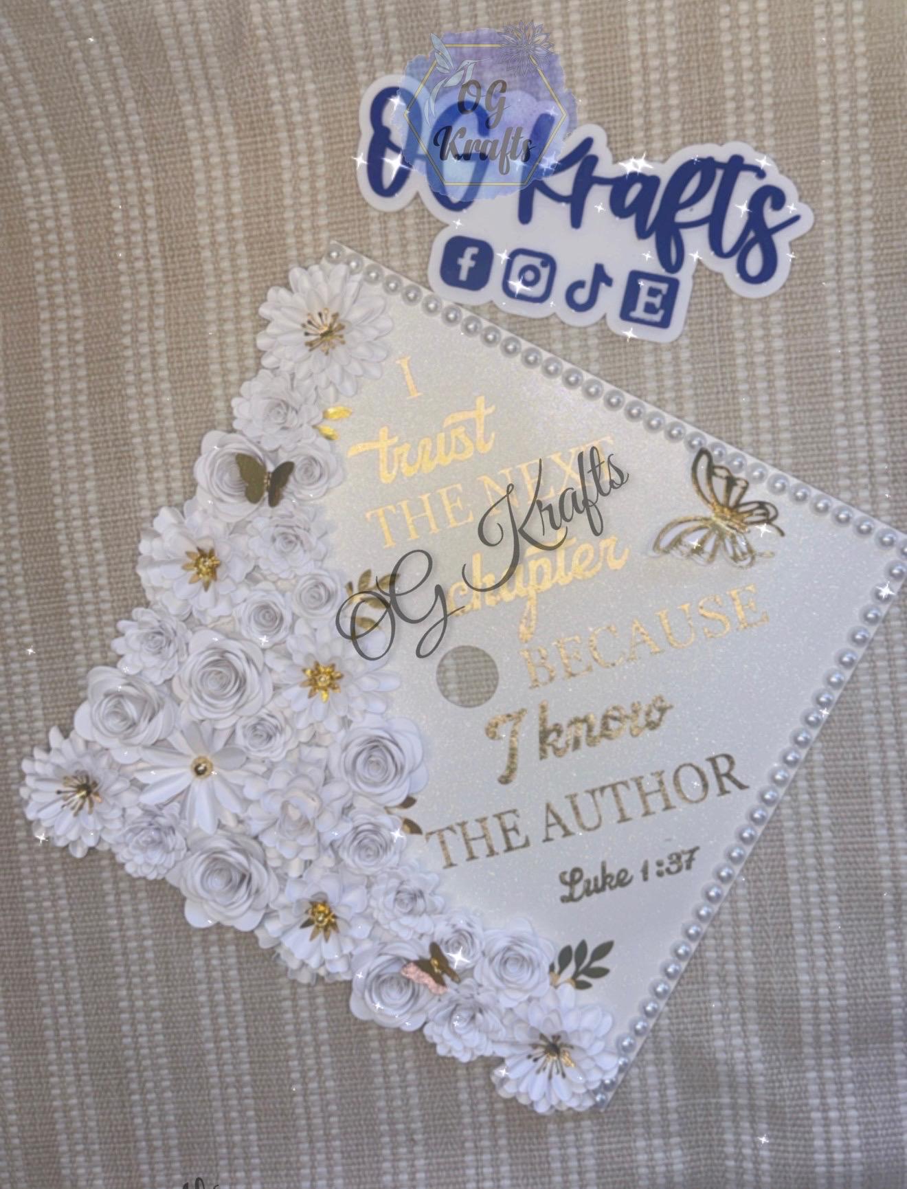 READY TO SHIP Next Chapter Graduation Cap Topper Grad Cap Topper Beautiful Grad Cap Class of 2026 Elegant Classy Grad Cap Cute Cap Girly Cap