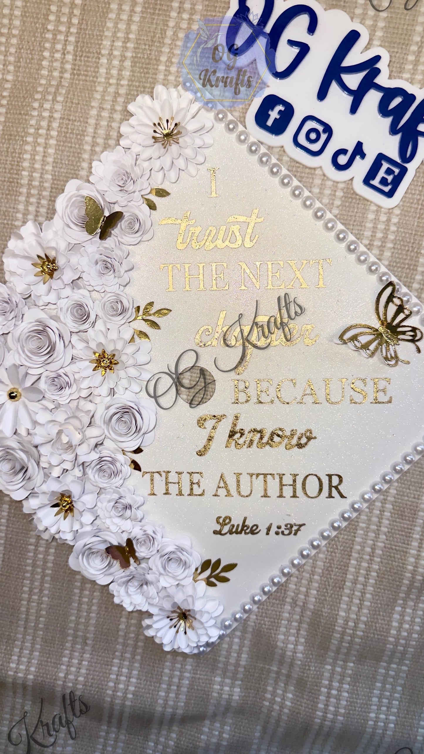 Next Chapter Graduation Cap Topper  Grad Cap Topper  Beautiful Grad Cap  Class of 2026 Cute  Grad Cap Topper Elegant Classy Grad Cap