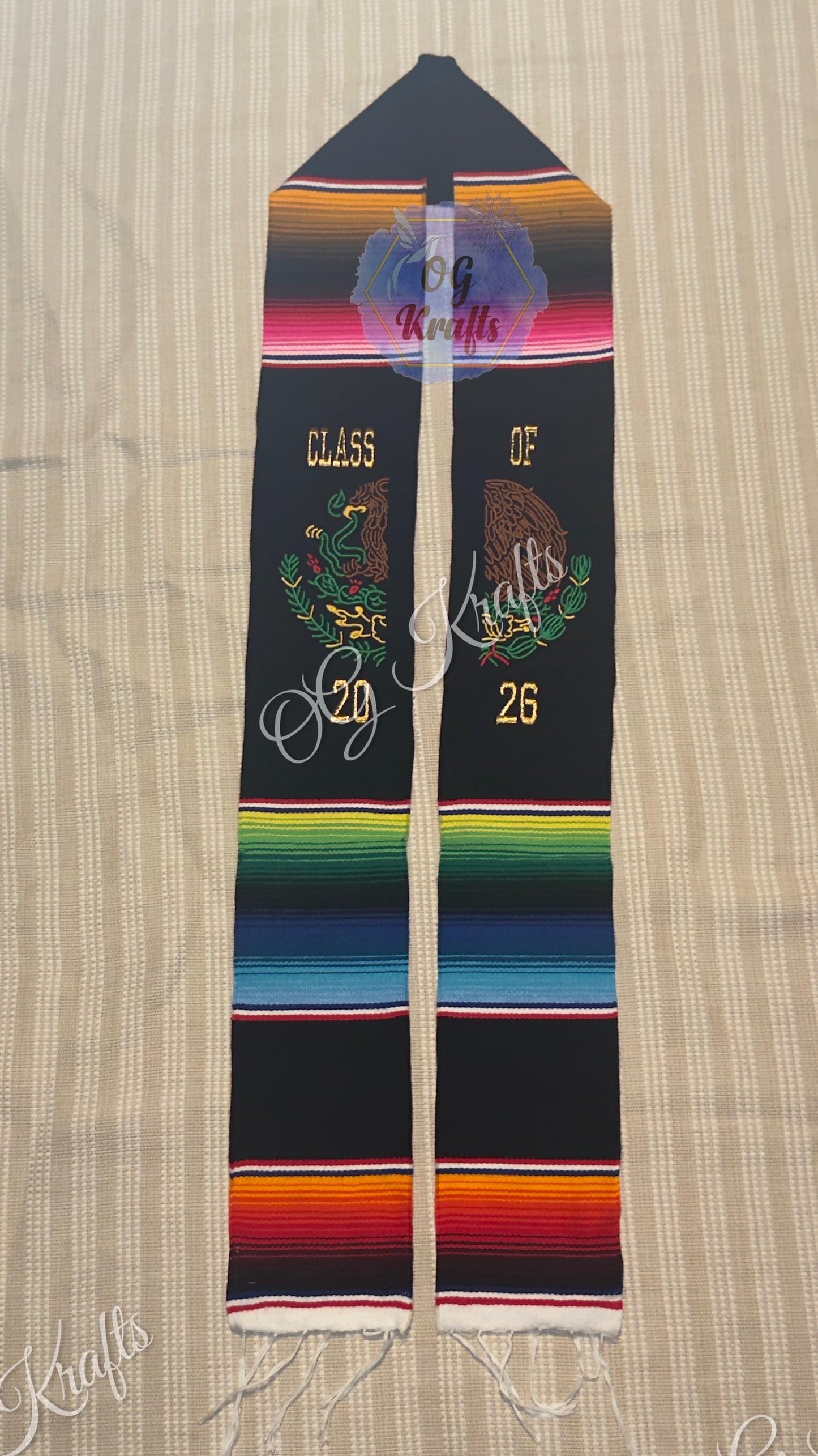 Mexican Eagle Class of 2026 Mexican Sarape Graduation Stole Sarape Graduation Sash Graduation Gift Grad 2026 Aguila Mexicana Black
