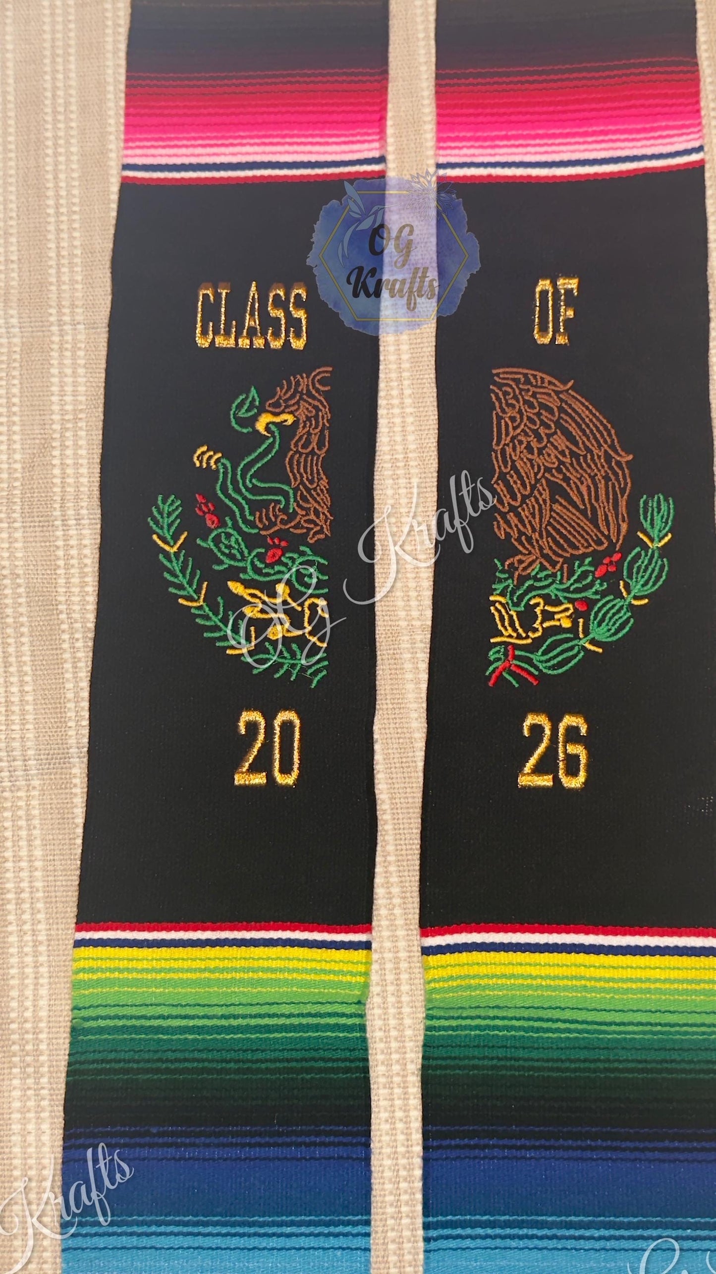 Mexican Eagle Class of 2026 Mexican Sarape Graduation Stole Sarape Graduation Sash Graduation Gift Grad 2026 Aguila Mexicana Black