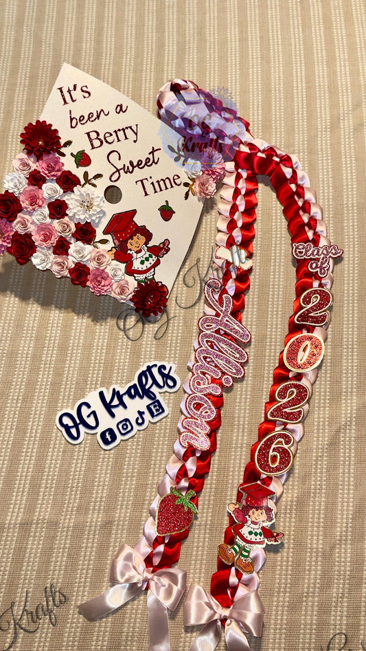 Strawberry Graduation Topper Lei Bundle Personalized Grad Cap  Graduation Lei Class of 2026  Graduation Topper  Fresita Topper Lei Cute Grad