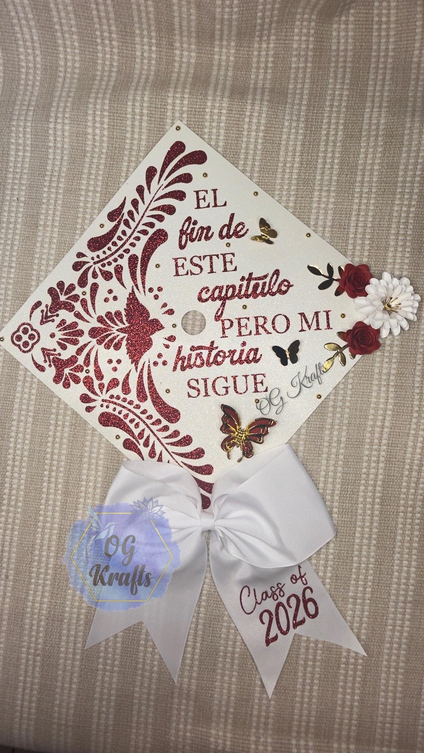 Talavera Graduation Cap Topper Class of 2026 Mexican Grad Cap Topper Custom Graduation Topper Mexican Talavera Grad Cap with Bow