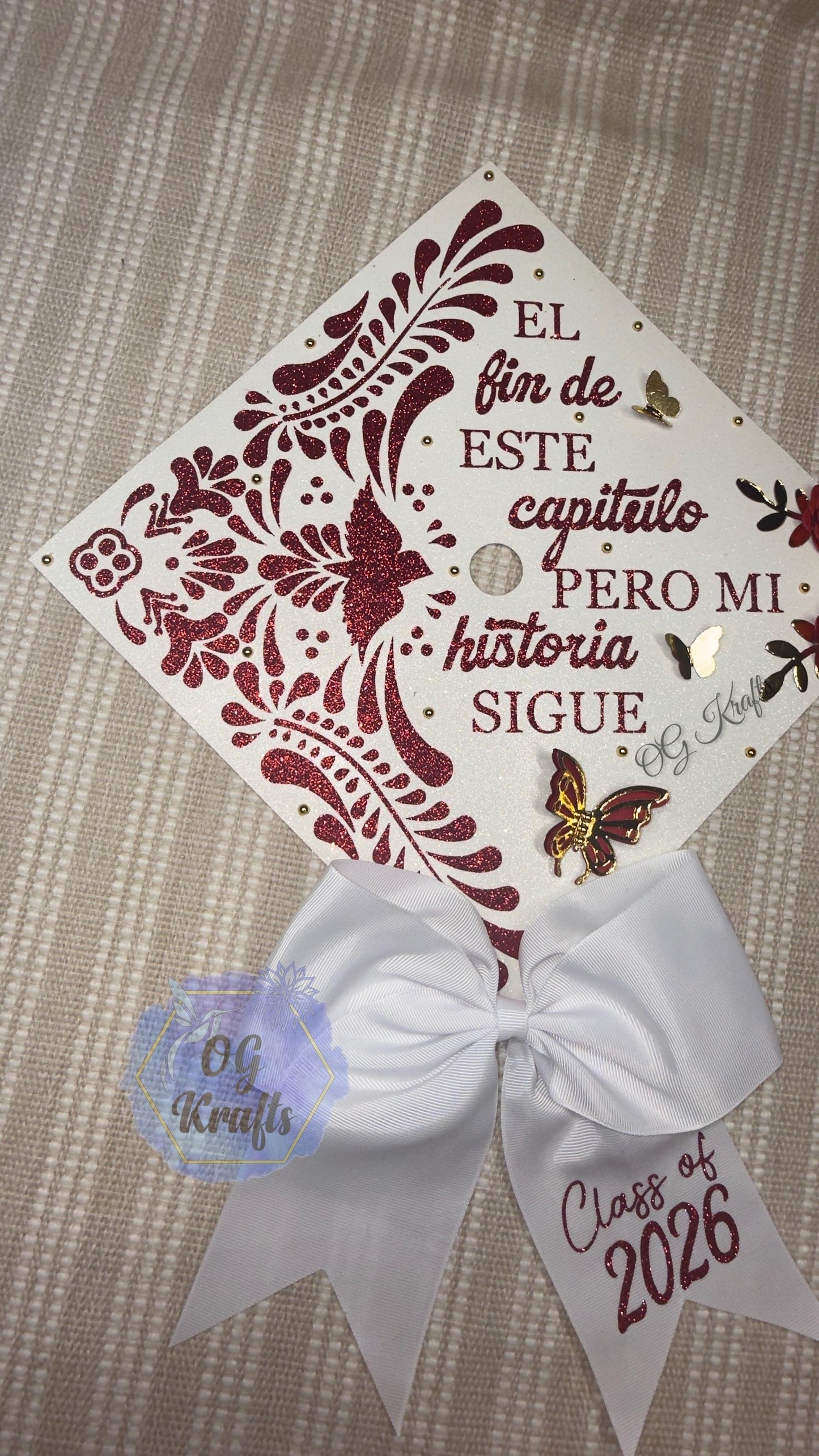 Talavera Graduation Cap Topper Class of 2026 Mexican Grad Cap Topper Custom Graduation Topper Mexican Talavera Grad Cap with Bow