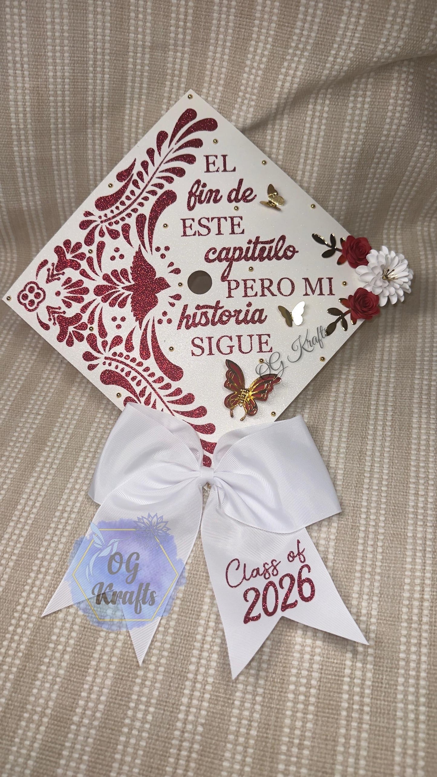 Talavera Graduation Cap Topper Class of 2026 Mexican Grad Cap Topper Custom Graduation Topper Mexican Talavera Grad Cap with Bow
