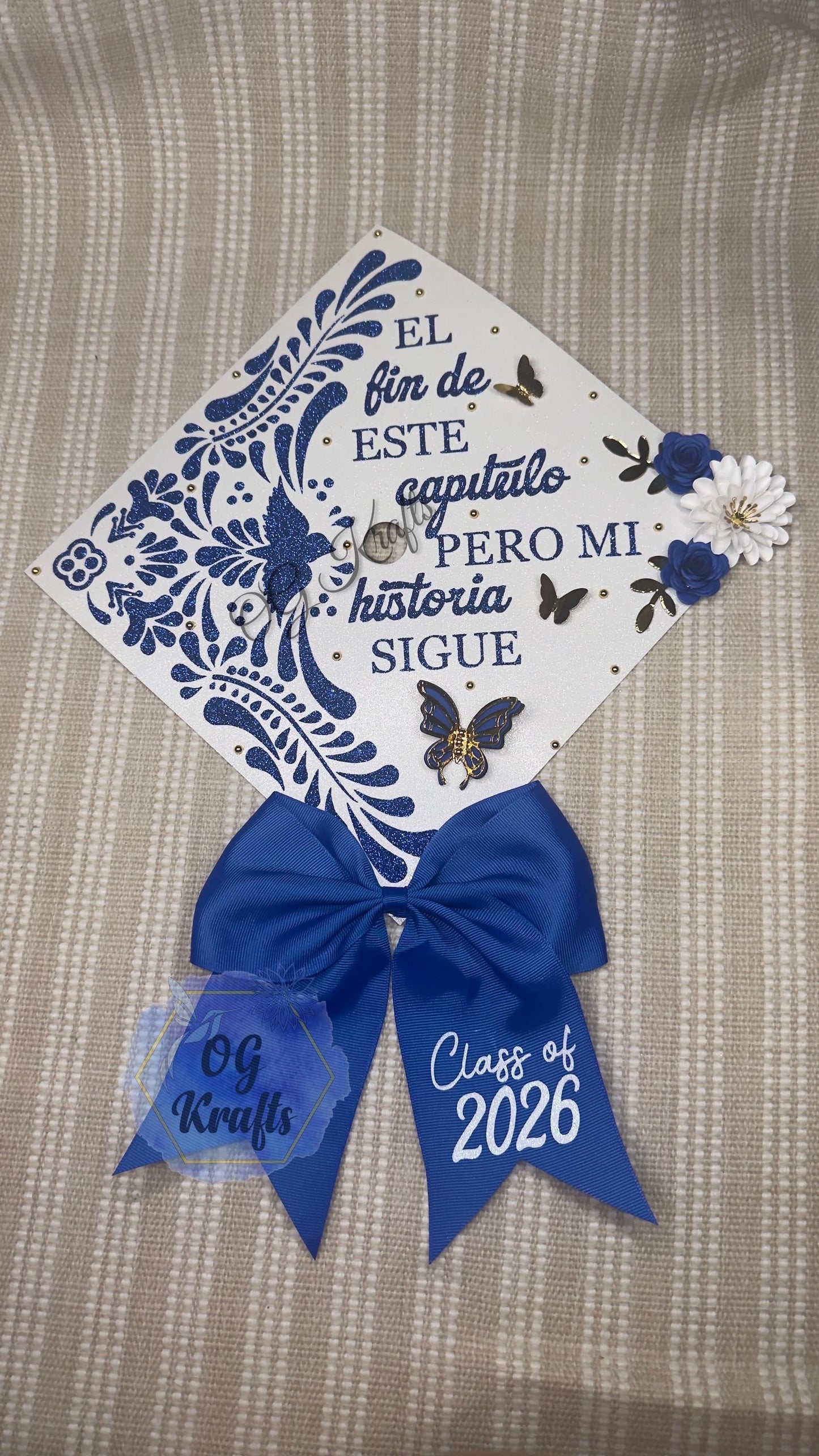 Talavera Graduation Cap Topper  Mexican Talavera Grad Cap  Mexican Grad Cap Topper  Class of 2026 Custom Graduation Topper with Bow