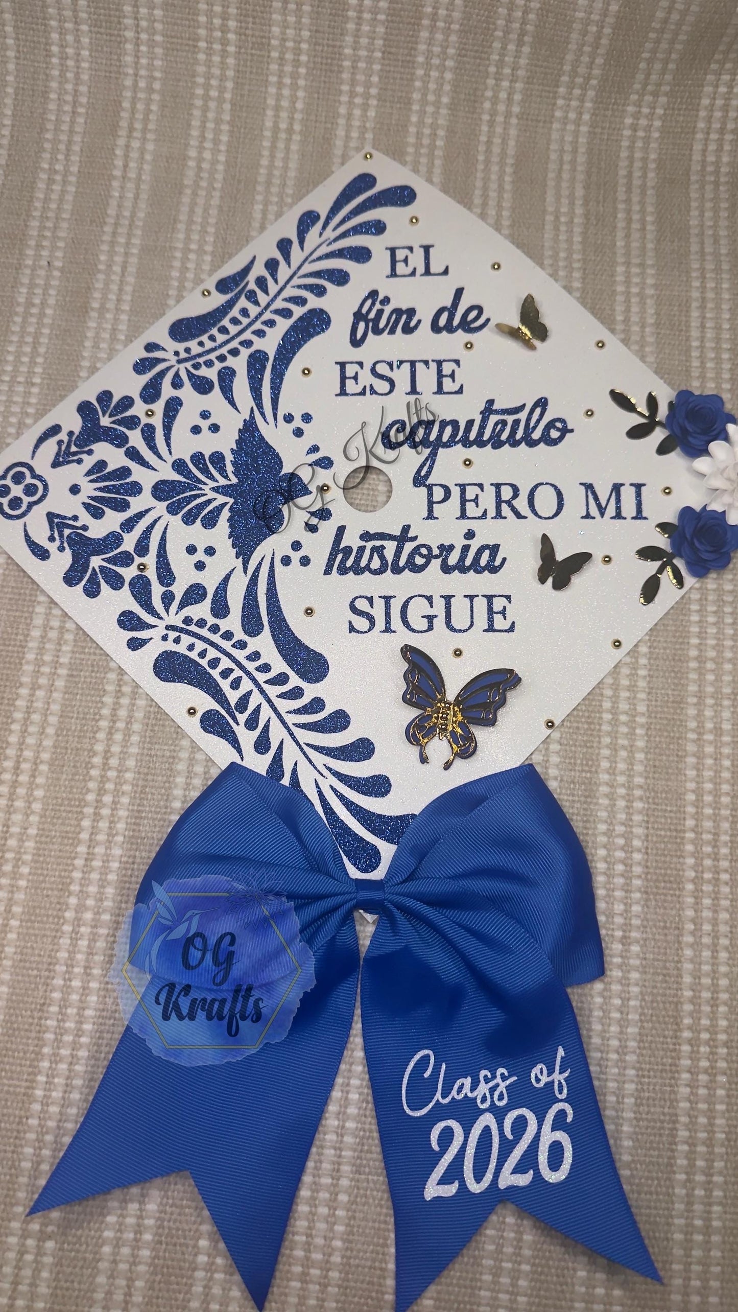 Talavera Graduation Cap Topper  Mexican Talavera Grad Cap  Mexican Grad Cap Topper  Class of 2026 Custom Graduation Topper with Bow