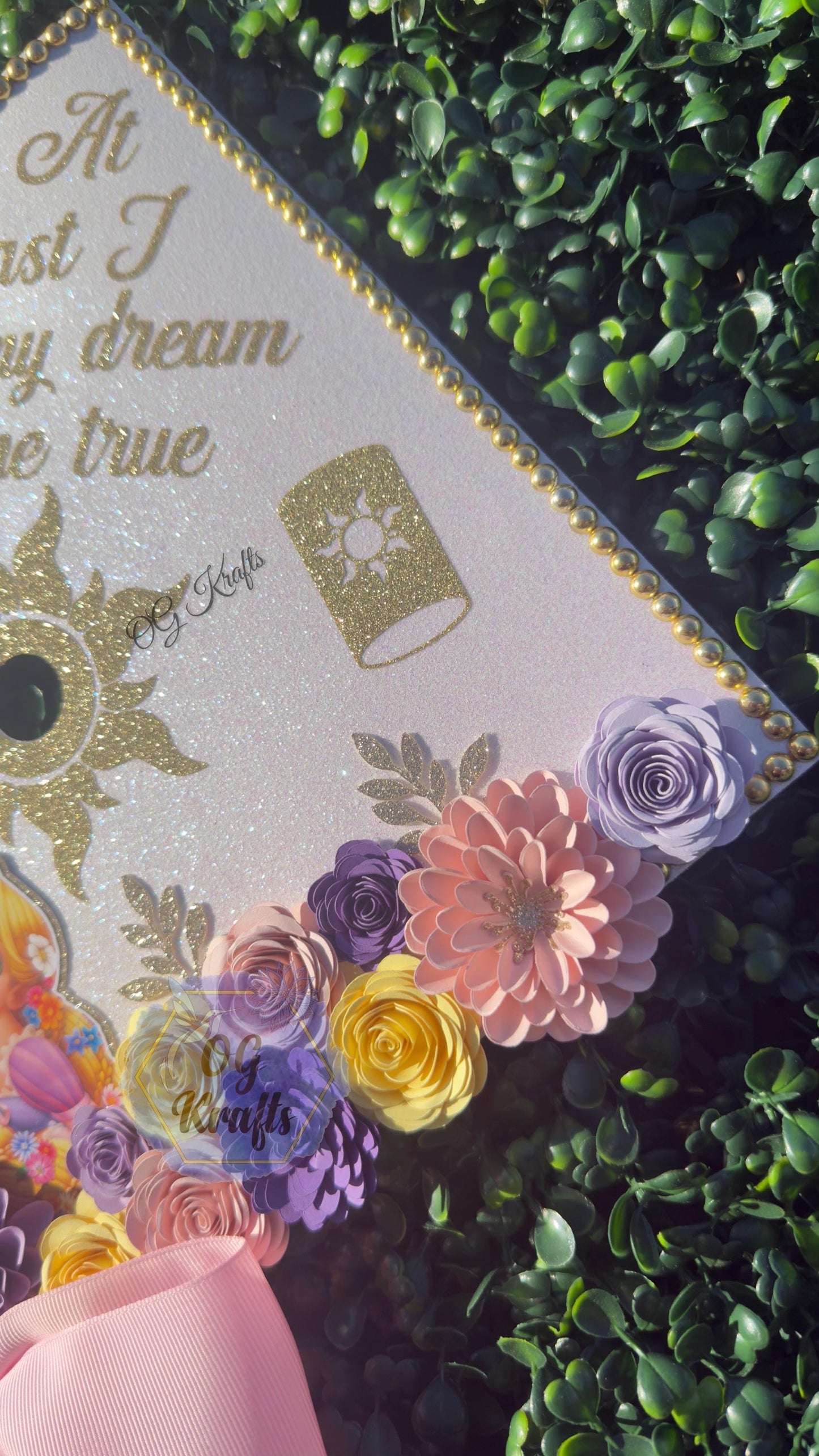 Purple Princess Graduation Cap Topper  Custom Grad Cap Topper floral Cap Viral Grad Cap Class of 2026 kinder and Senior Graduation Gift