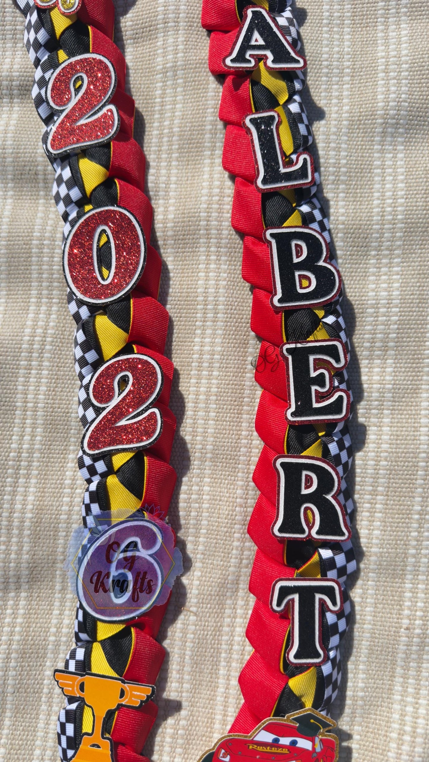 Race car Graduation Lei Custom Ribbon Lei Class of 2026 Keepsake Graduation Ribbon Necklace Race Car Grad Lei Male Graduation gift