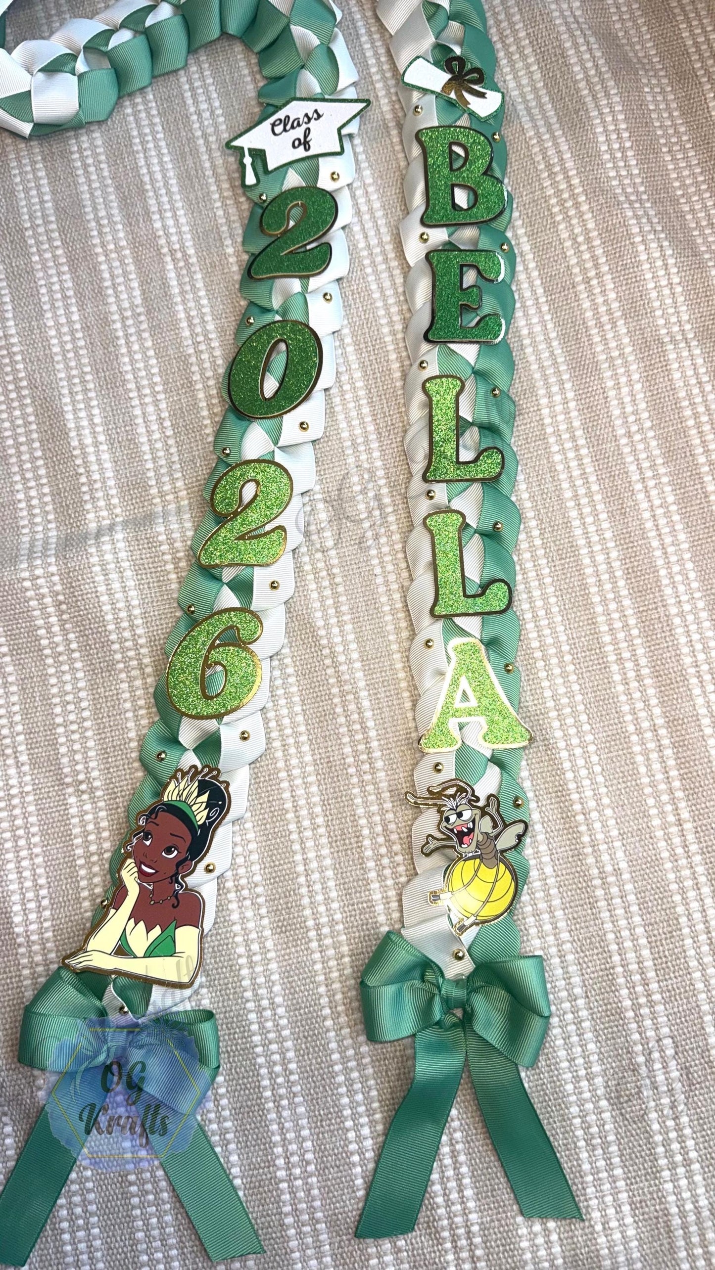 Custom Graduation Lei Princess Ribbon Lei Class of 2026 Keepsake Graduation Ribbon Necklace Graduation Gift Frog Princess Fairytale Lei