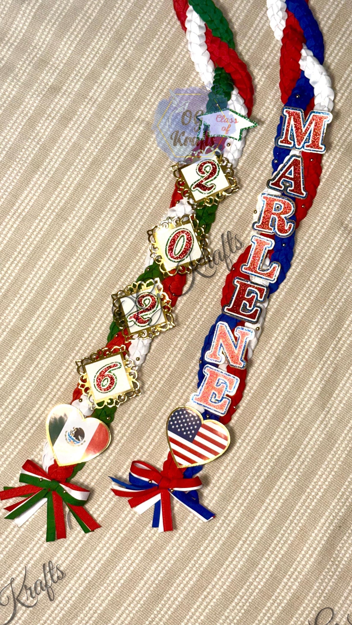 Mexican American triple braid ribbon lei Class of 2026 Keepsake  Class of 2026 Graduation Ribbon Necklace Grad Personalized Grad Lei