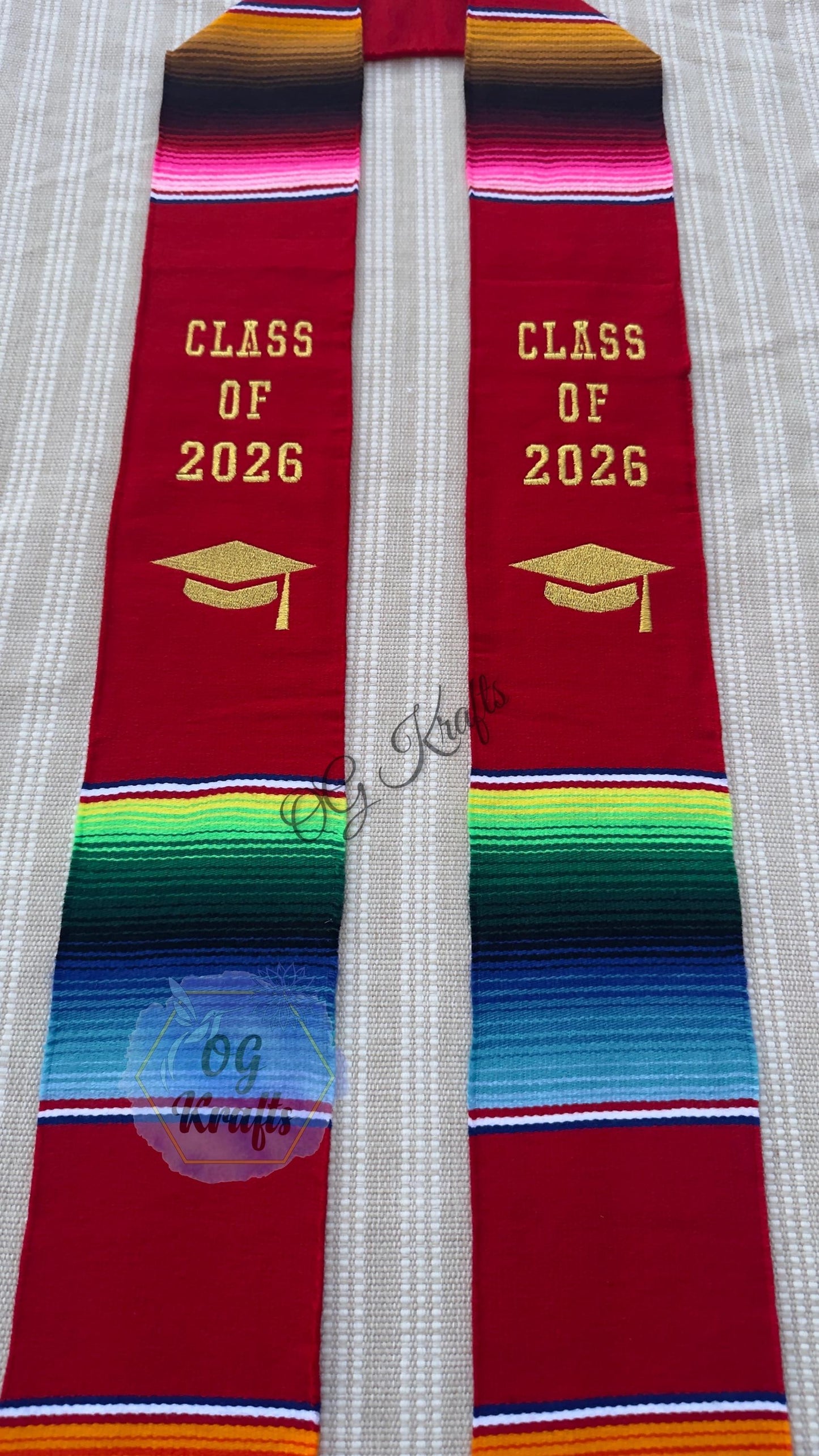 Class of 2026 Authentic Mexican Sarape Graduation Sash Red Graduation Sarape Sash Embroidered Sarape Grad Sash Graduation Gift Senior Gift