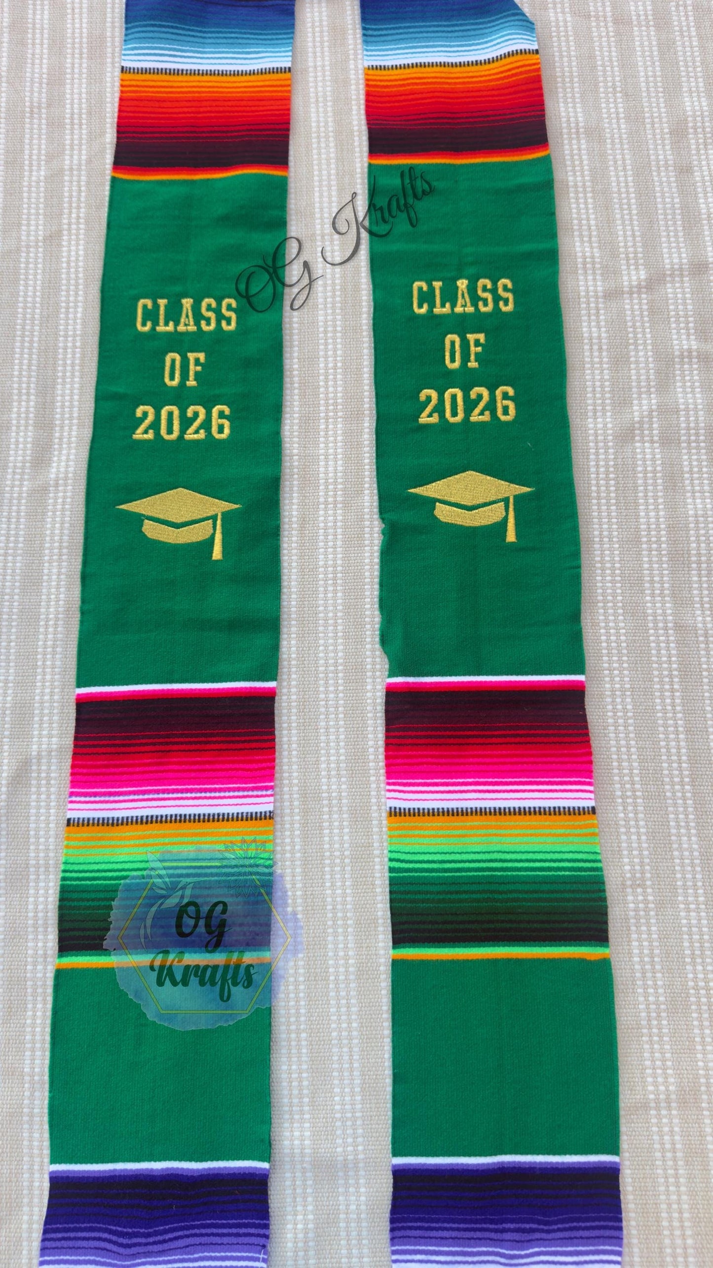 Class of 2026 Authentic Mexican Sarape Graduation Sash Green Graduation Sarape Sash Embroidered Sarape Grad Sash Graduation Gift Senior Gift