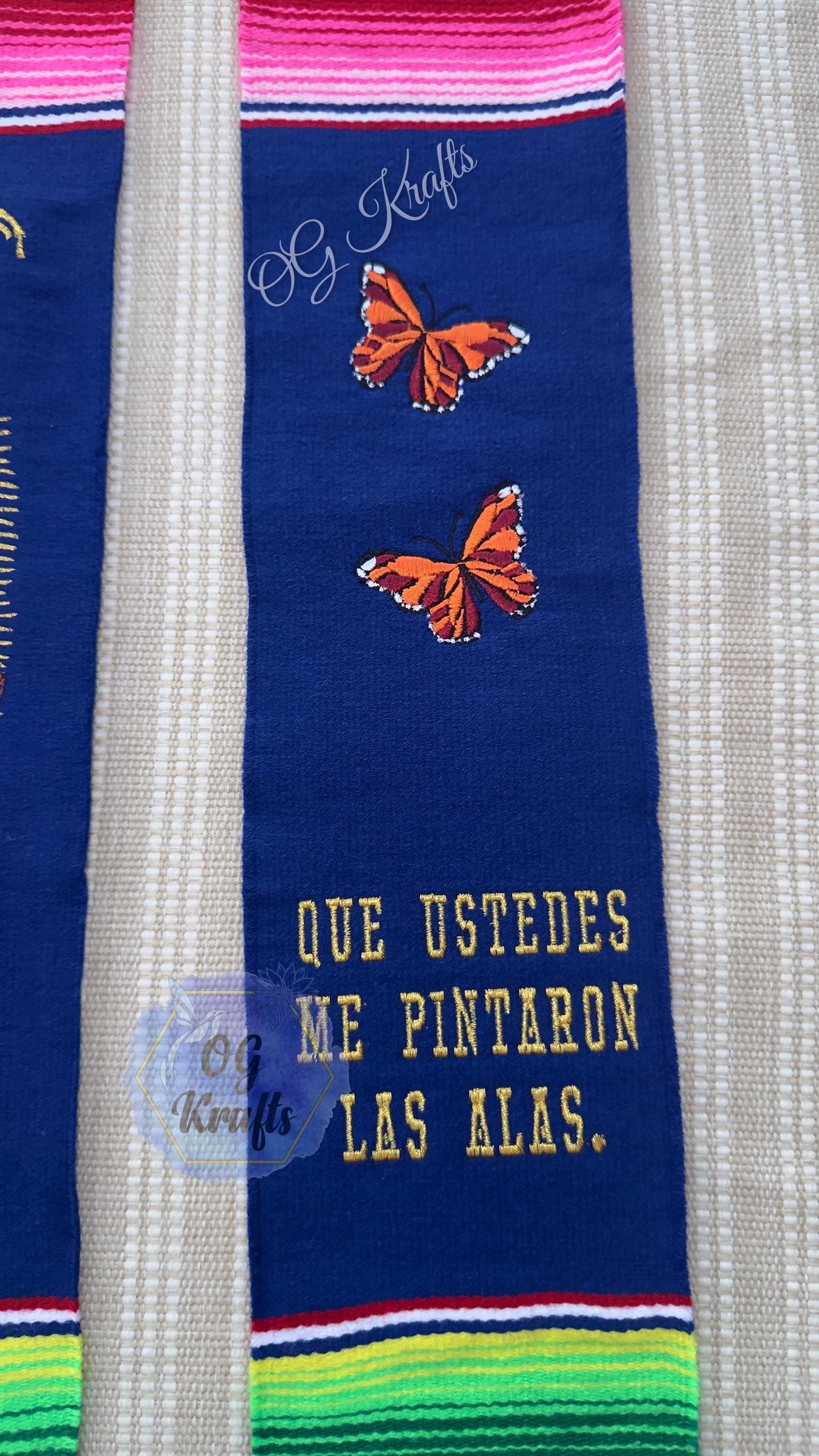 Virgin Butterfly Sarape Graduation Stole Graduation Gift Class of 2026 Mexican Serape Graduation Sash First Generation Grad Sash Senior Gift