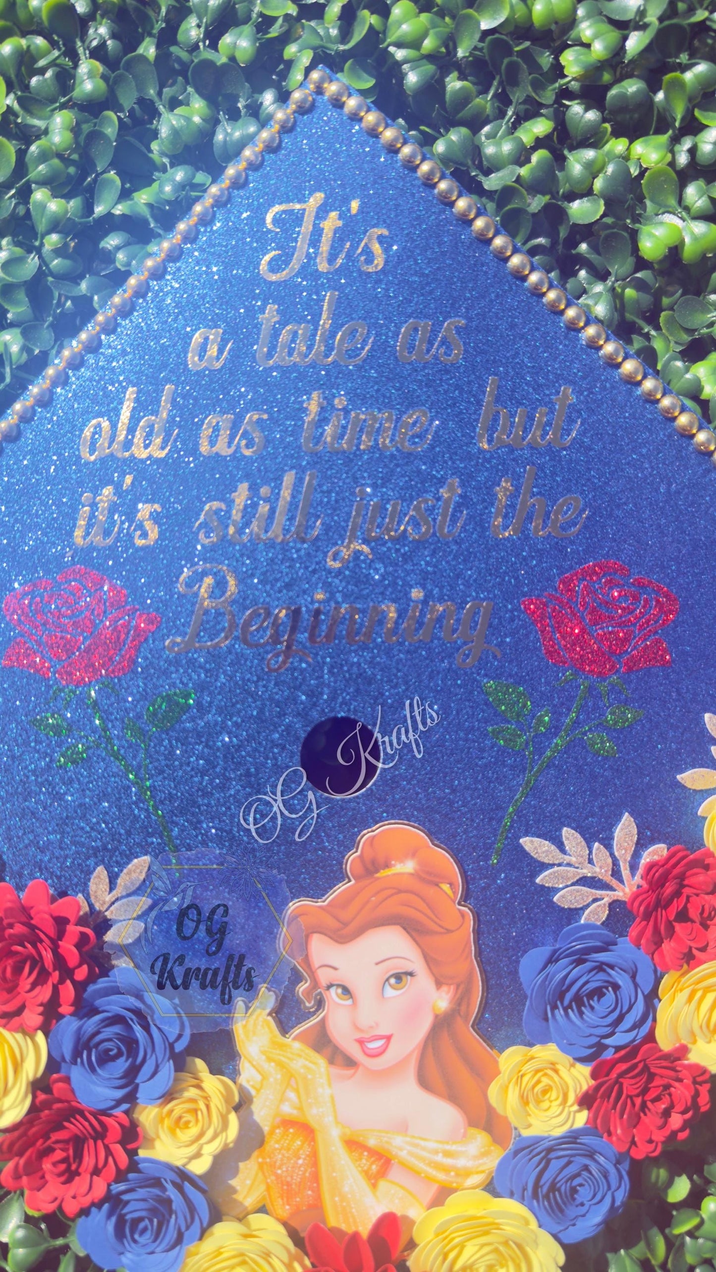Yellow Princess Fairytale Graduation Cap Topper  Personalized Grad Cap Class of 2026 Graduation Topper Beauty Cap Topper Cute beautiful grad