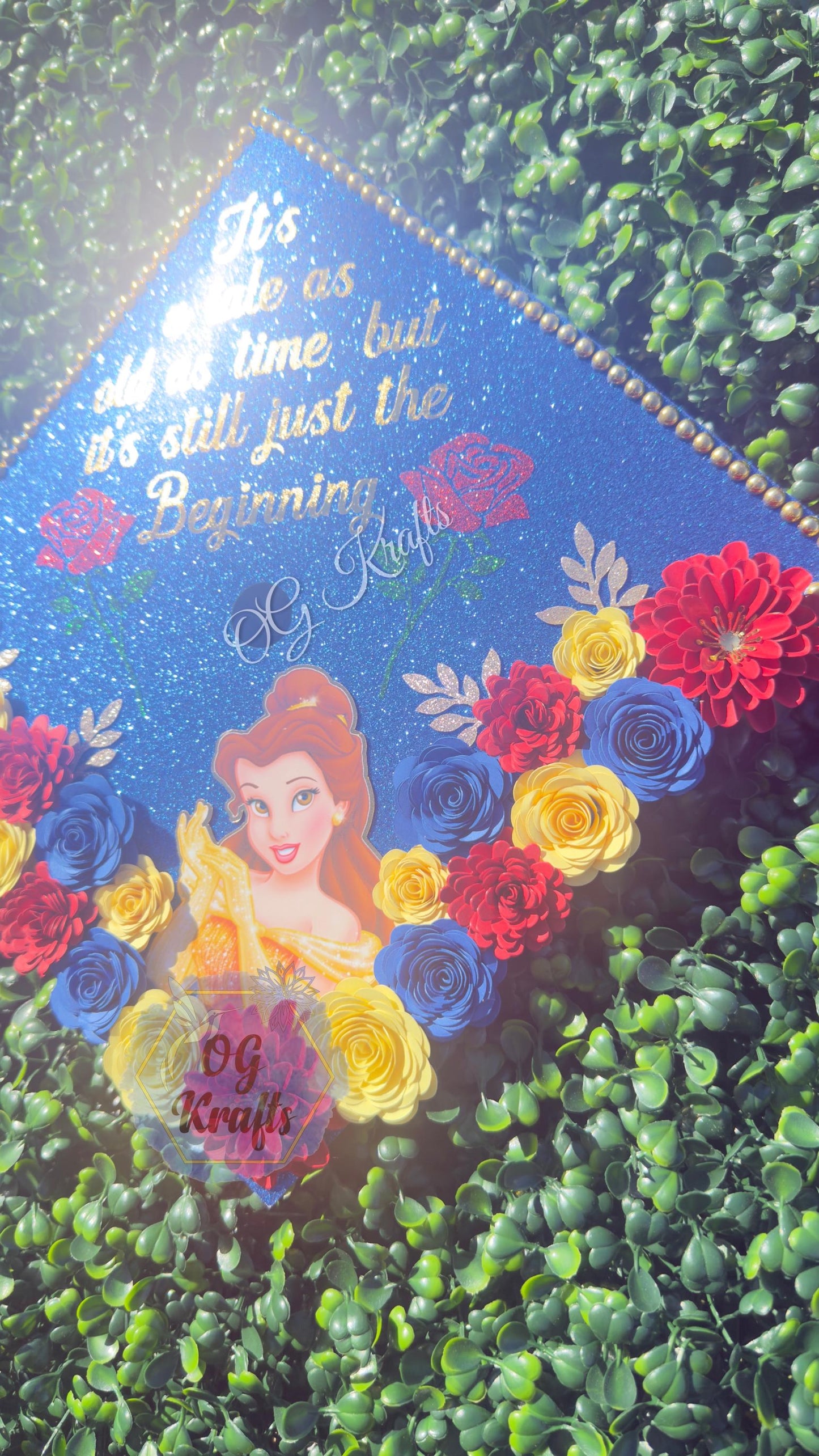 Yellow Princess Fairytale Graduation Cap Topper  Personalized Grad Cap Class of 2026 Graduation Topper Beauty Cap Topper Cute beautiful grad