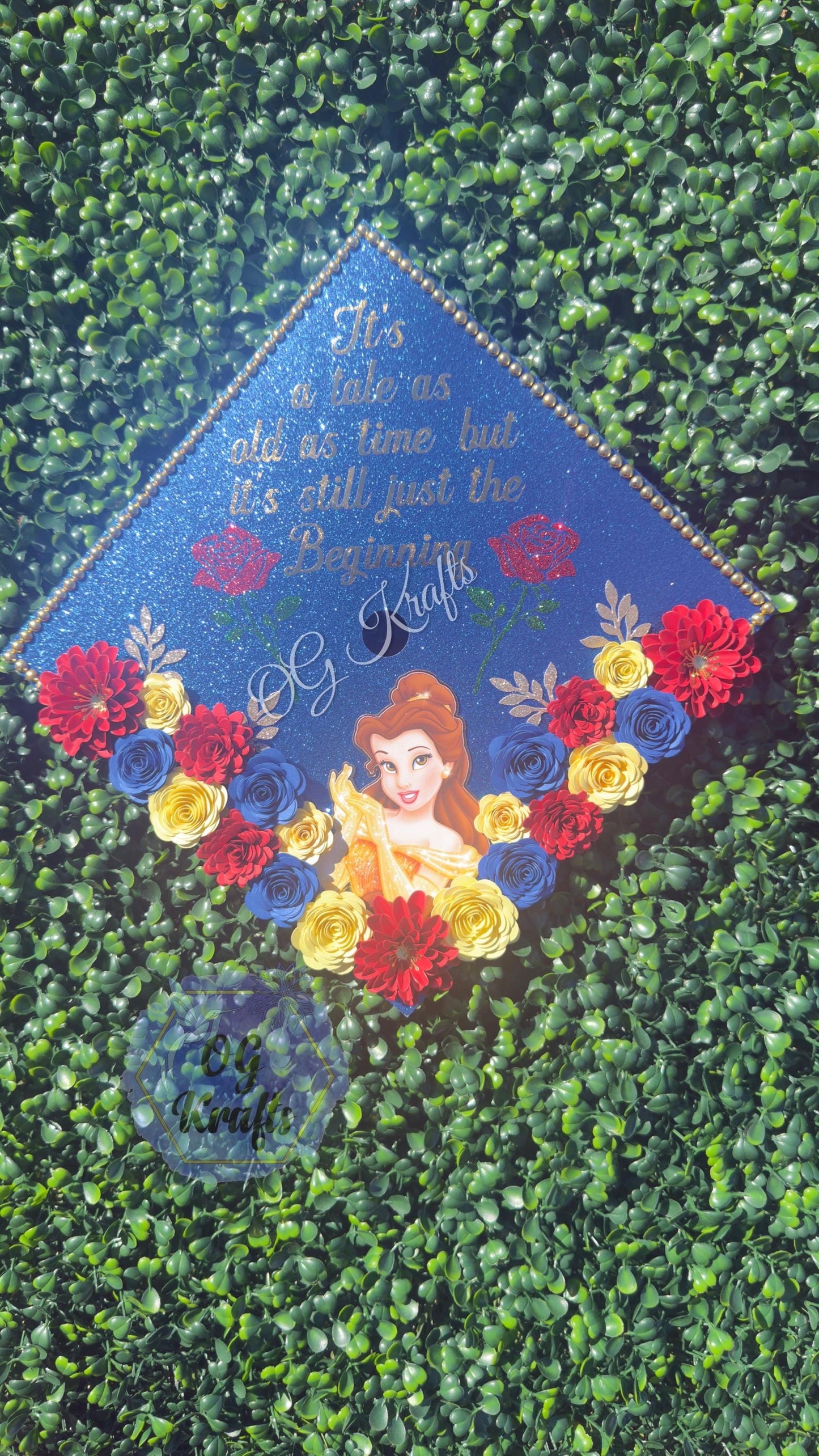 Yellow Princess Fairytale Graduation Cap Topper  Personalized Grad Cap Class of 2026 Graduation Topper Beauty Cap Topper Cute beautiful grad