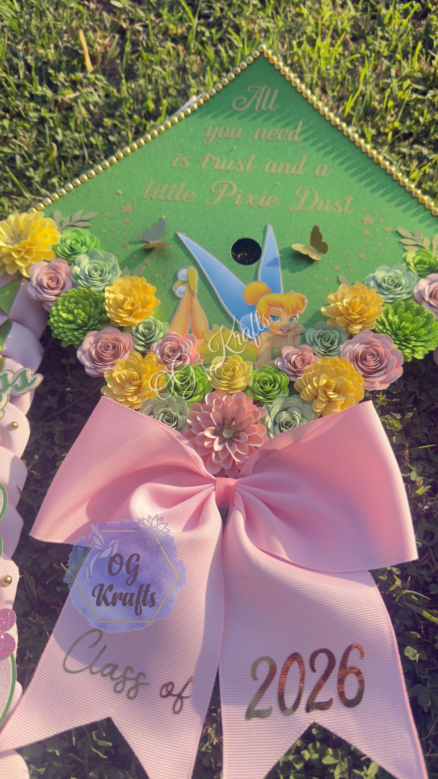 Pixie Fairy Princess Bundle Graduation cap and lei Personalized Grad Cap Graduation Lei Class of 2026 Graduation Topper Kinder Senior Gift