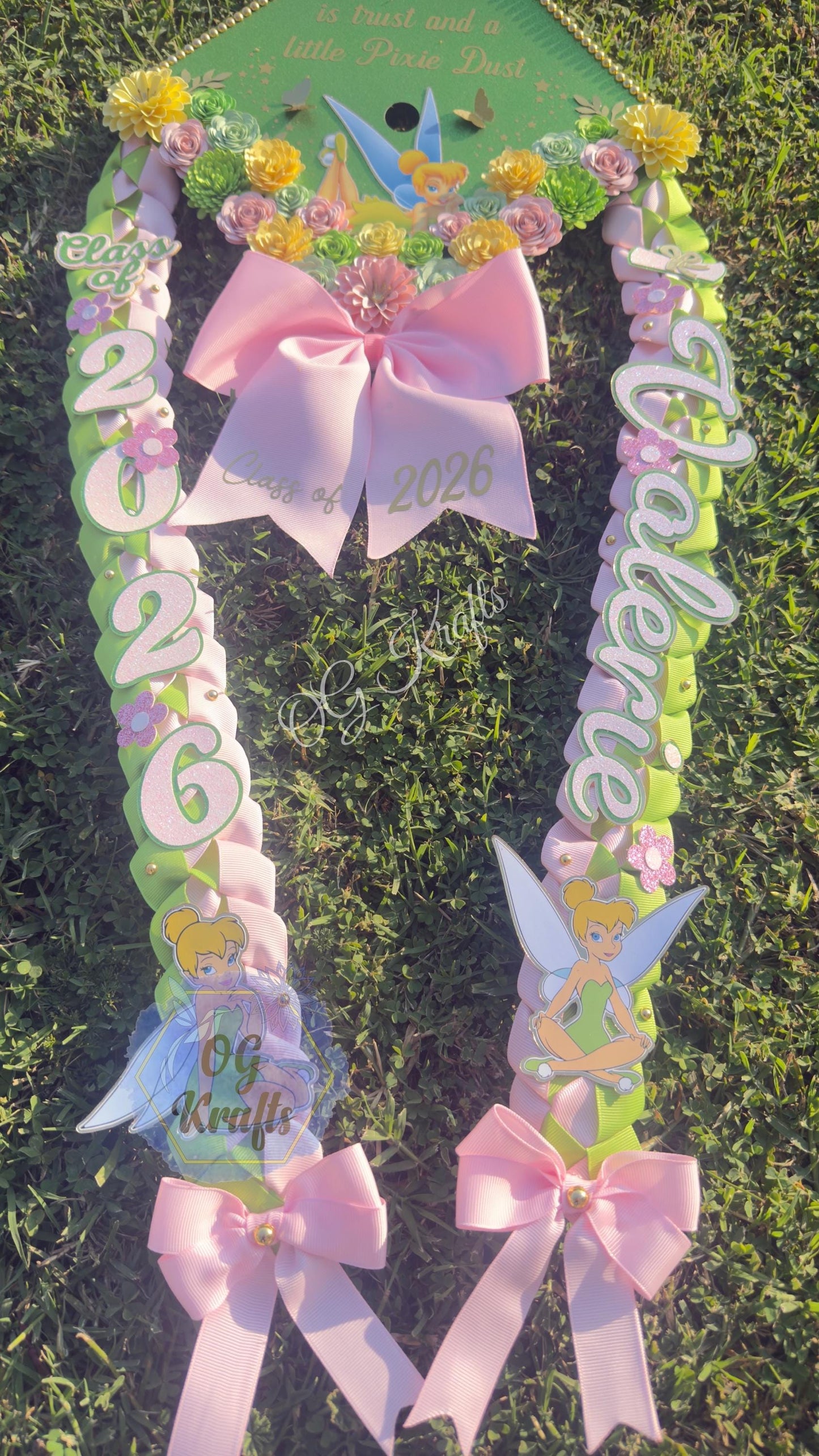 Pixie Fairy Princess Bundle Graduation cap and lei Personalized Grad Cap Graduation Lei Class of 2026 Graduation Topper Kinder Senior Gift