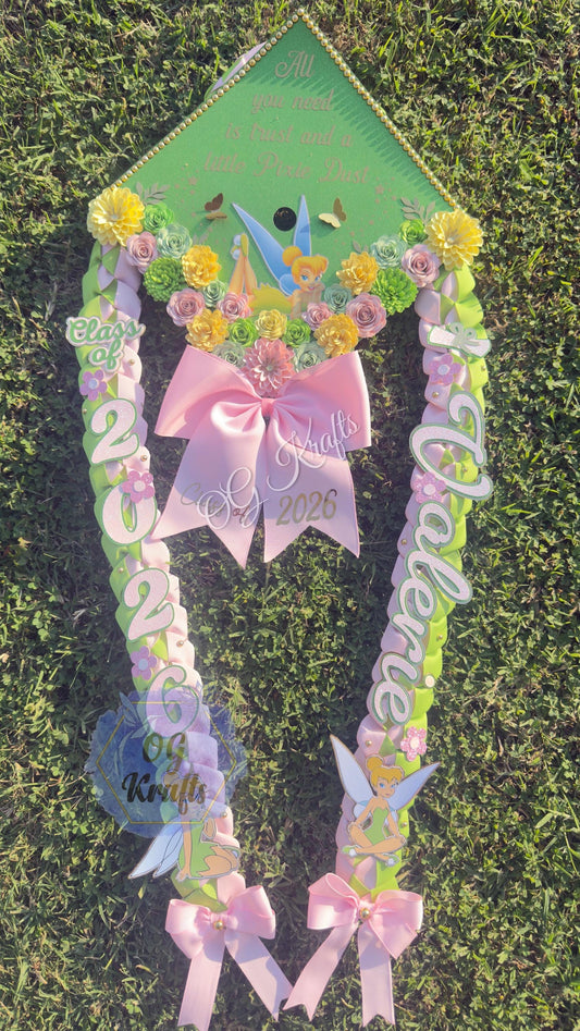 Pixie Fairy Princess Bundle Graduation cap and lei Personalized Grad Cap Graduation Lei Class of 2026 Graduation Topper Kinder Senior Gift